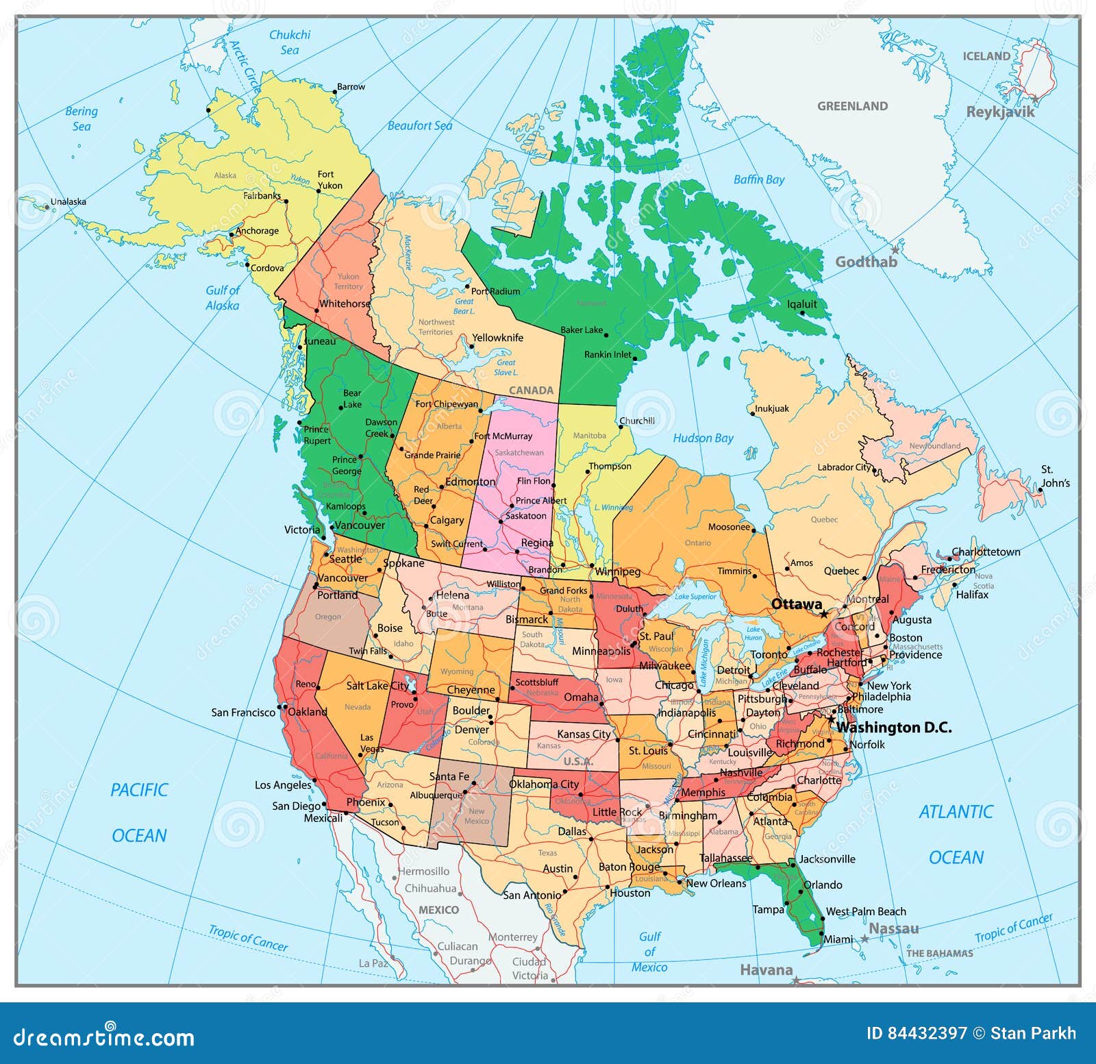 map of usa and canada with states and cities Usa And Canada Large Detailed Political Map With States Provinces map of usa and canada with states and cities