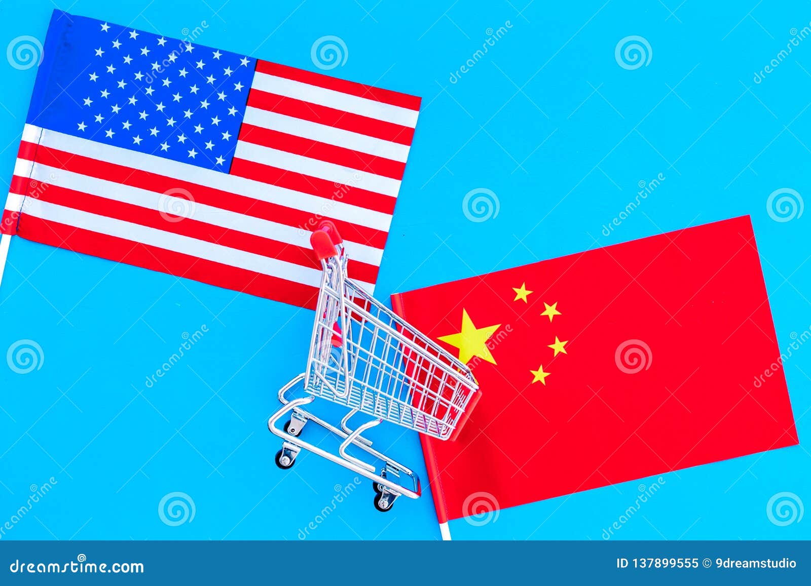 USA And China Trade War. American And Chinese Flags Near ...