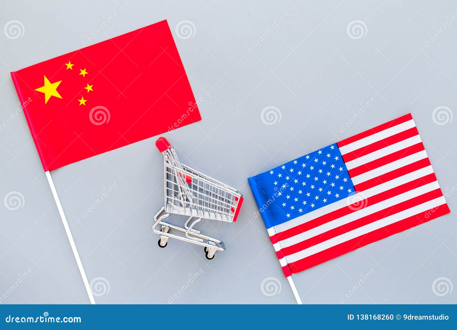 USA And China Trade War. American And Chinese Flags Near ...