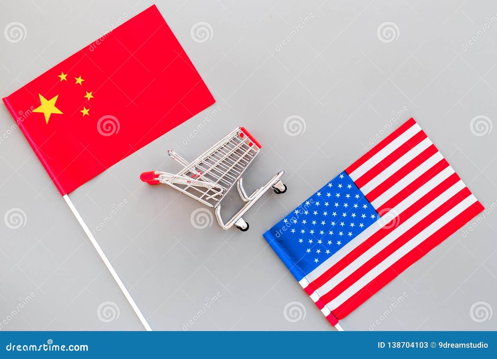 USA And China Trade War. American And Chinese Flags Near ...