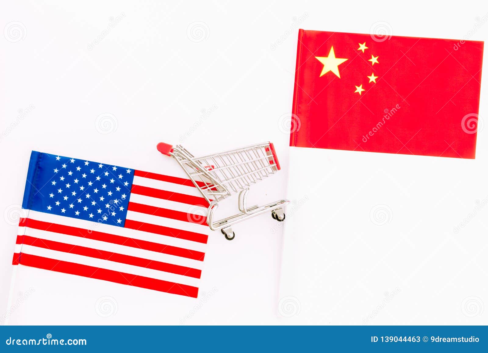 USA And China Trade War. American And Chinese Flags Near ...