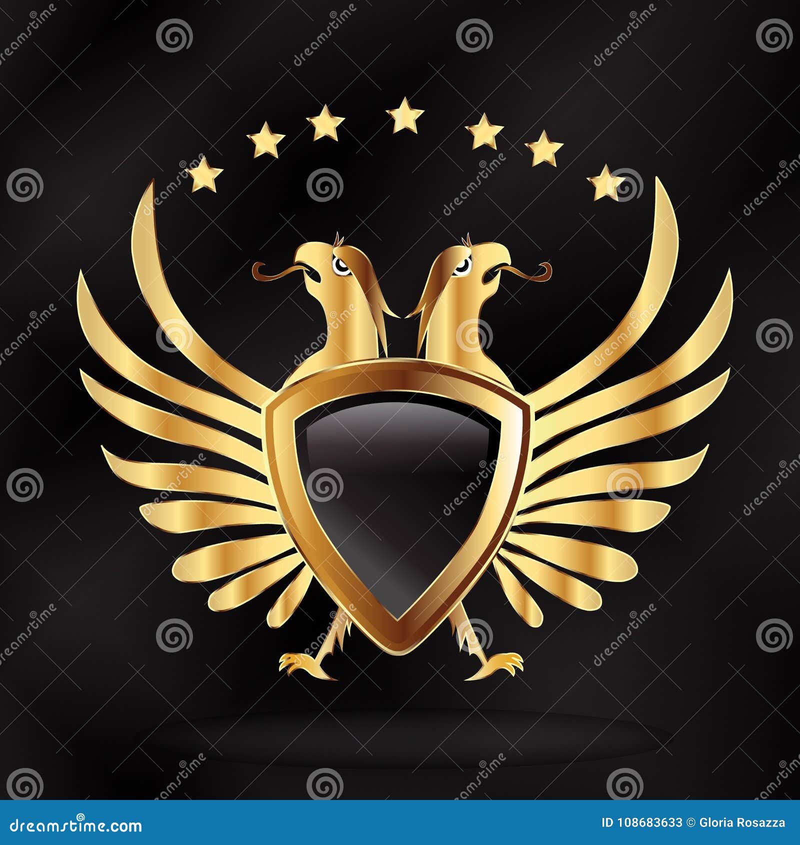 Eagle Shield Gold Symbol Logo Vector Illustration Stock Vector