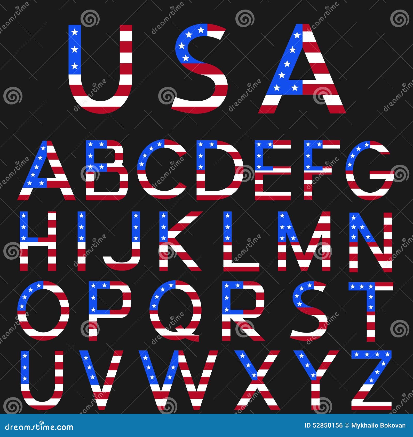 Download USA flag alphabet stock vector. Illustration of ...