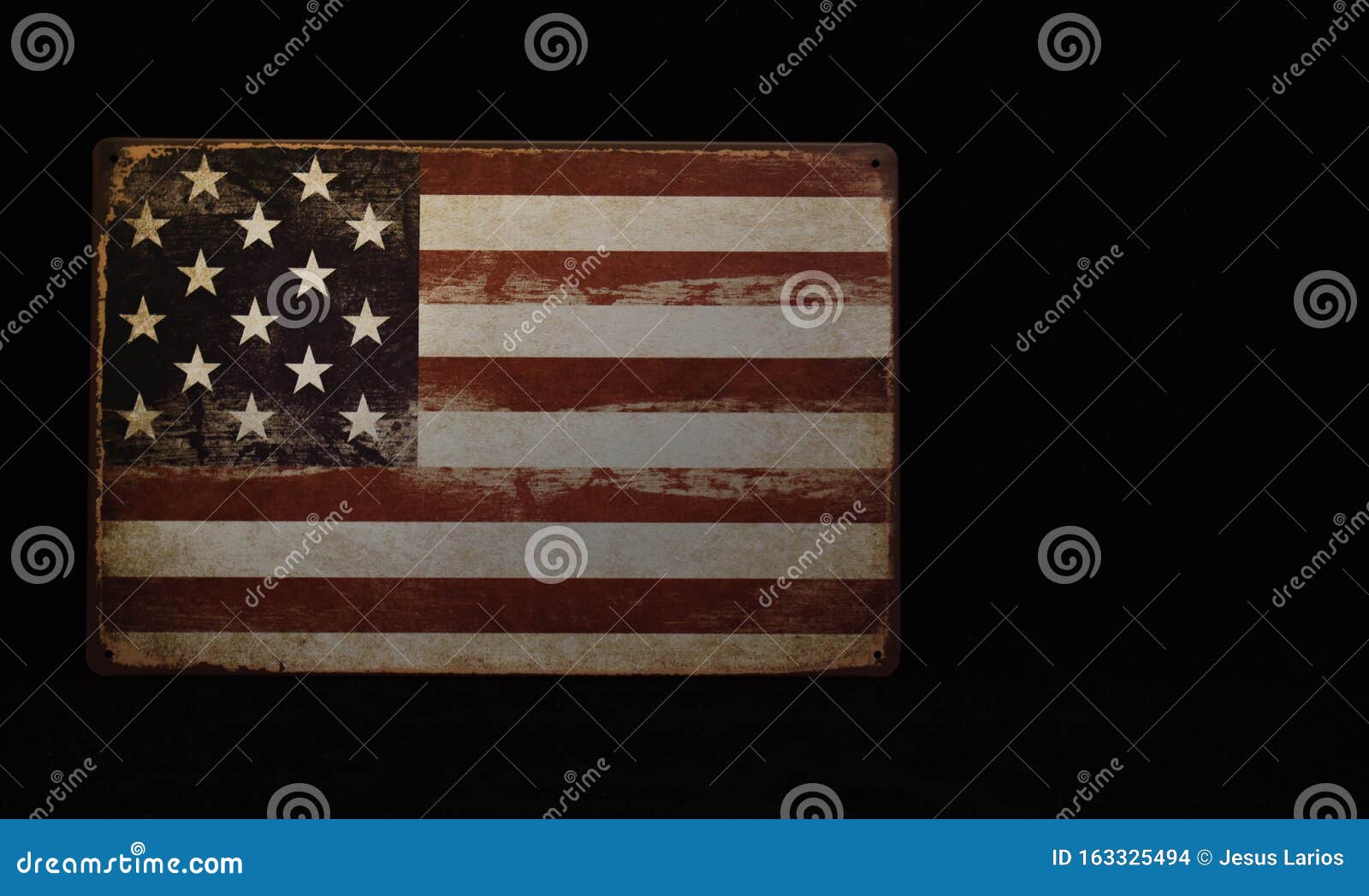 usa flag on black background with space on the right to put letters