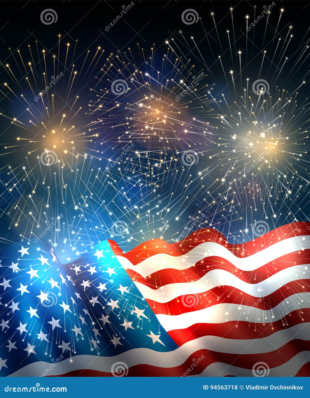 DaShan 10x8ft Independence Day American Flag Backdrop Fireworks Patriotic Bokeh Spots US Flag Photography Background 4th of July National Stars and Stripes USA National Veteran Day Photo Prop 