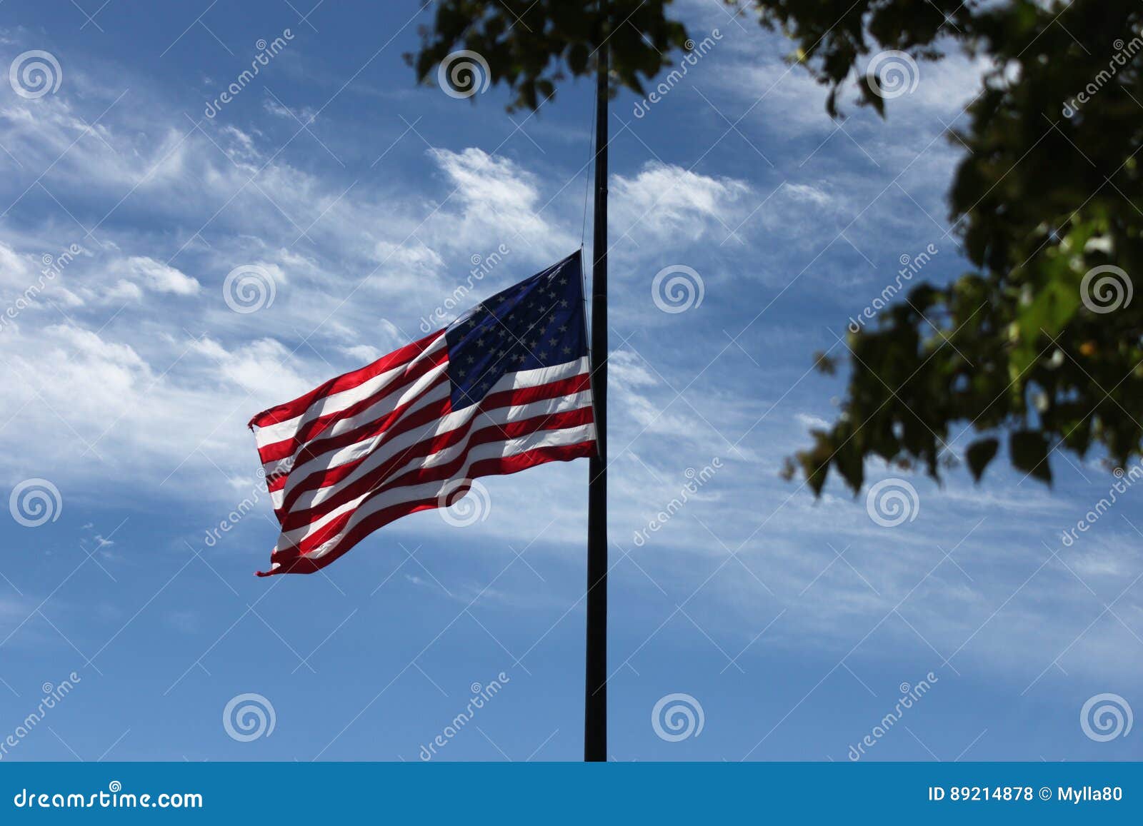 USA Flag at Halfmast New York Stock Photo Image of landmark