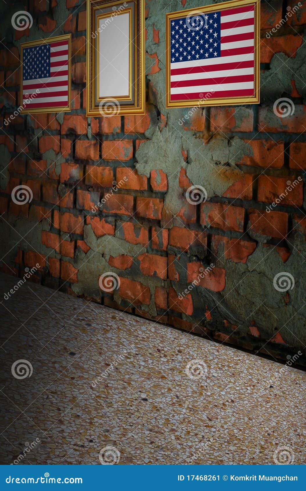 USA flag on old brick wall stock image. Image of cement 17468261