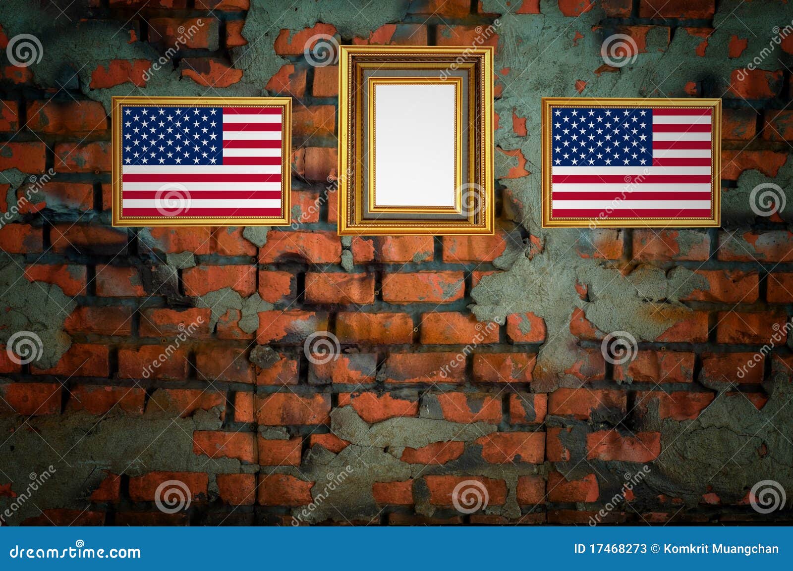 USA flag on old brick wall stock image. Image of pieces 17468273