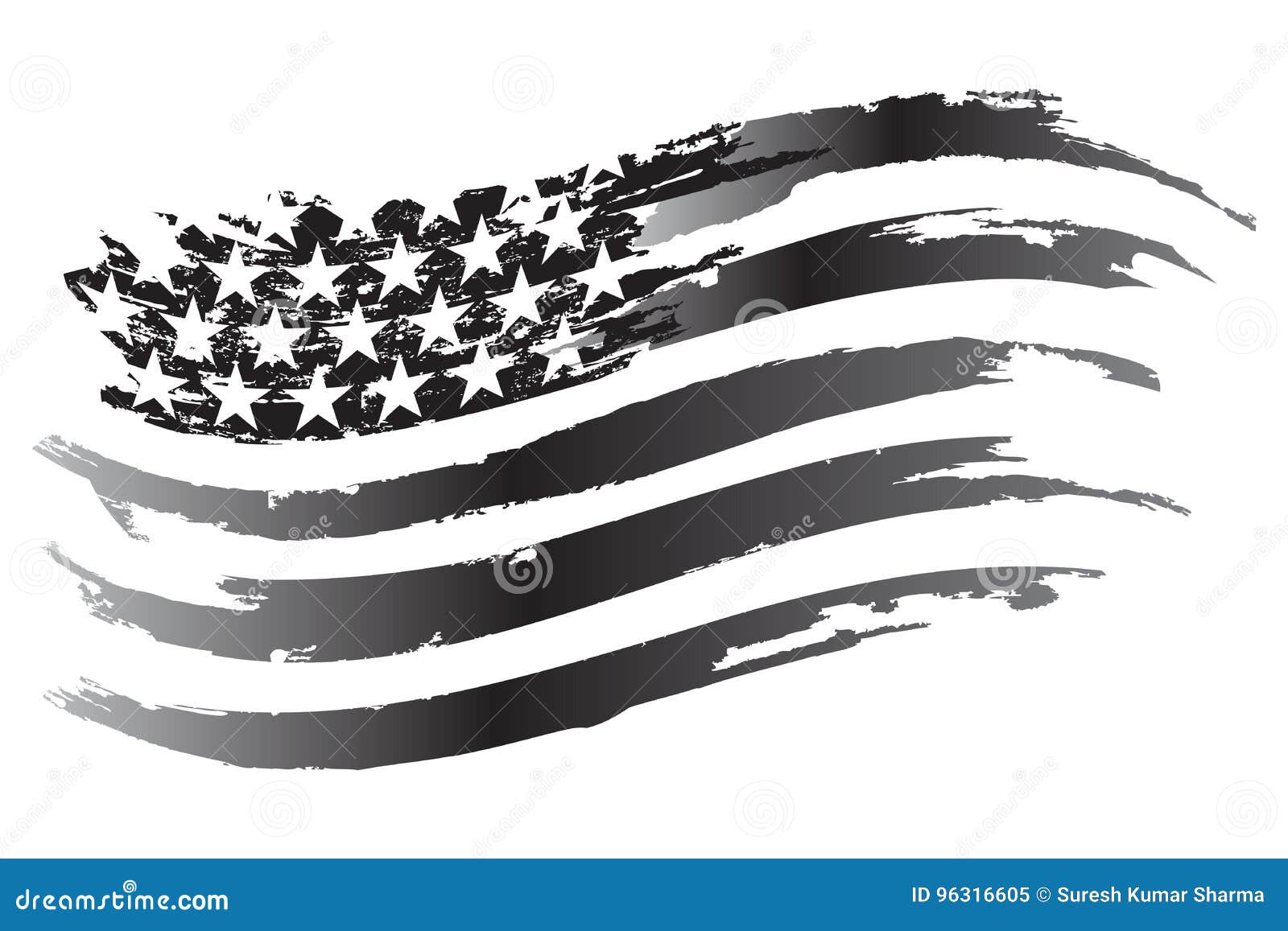 Usa Flag Vector Grayscale Icon Stock Vector Illustration Of Star