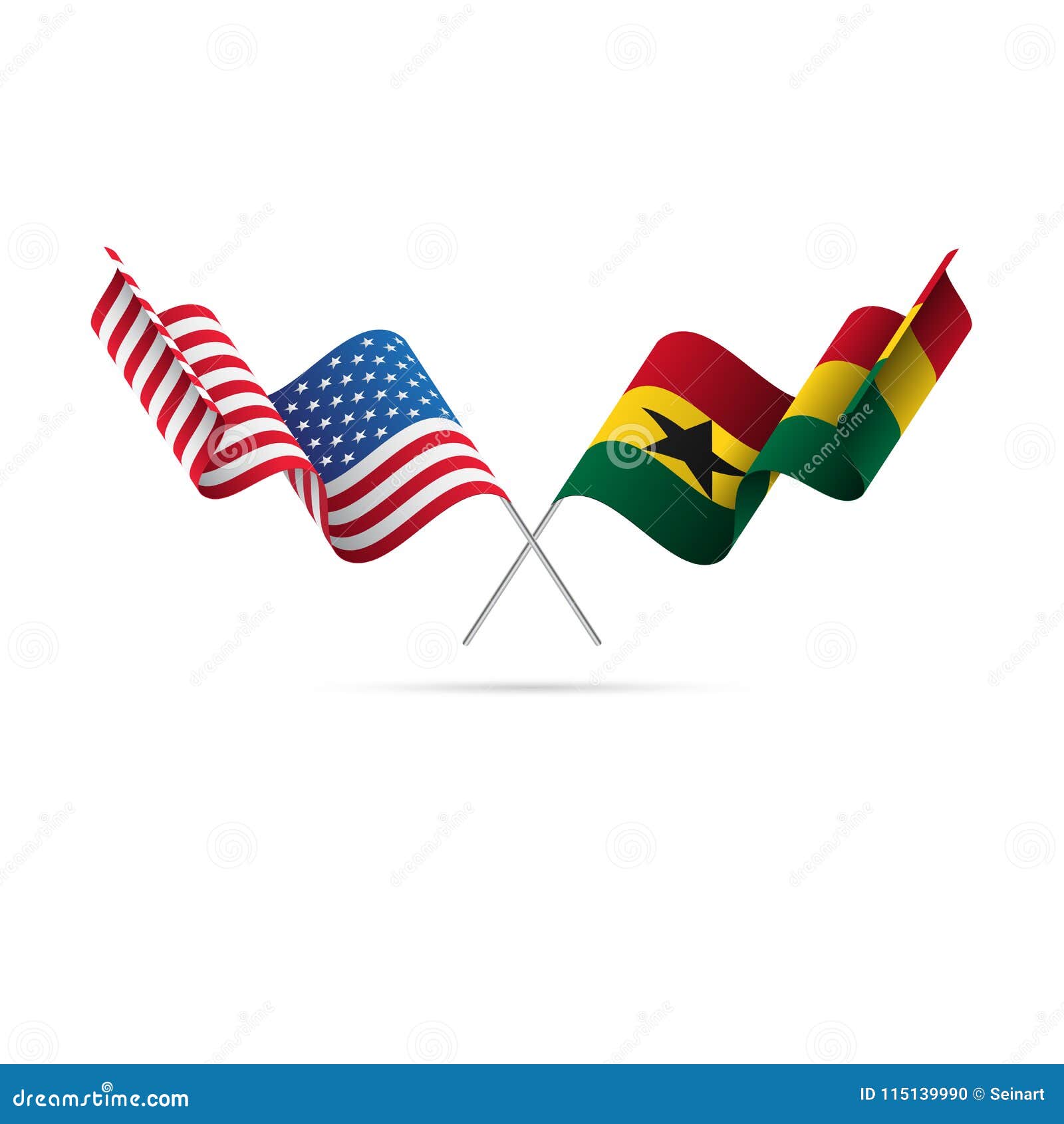 USA and Ghana Flags. Vector Illustration. Stock Illustration