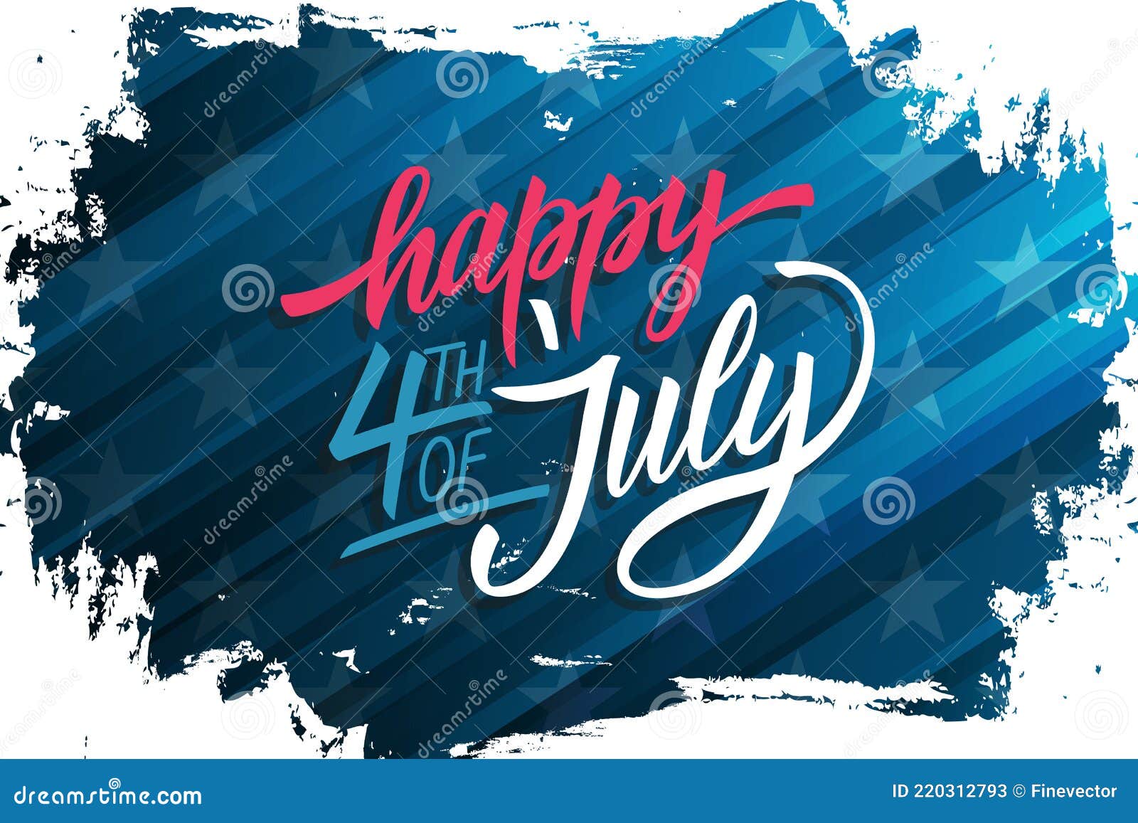 usa independence day celebrate banner with brush stroke background and hand lettering text happy 4th of july.