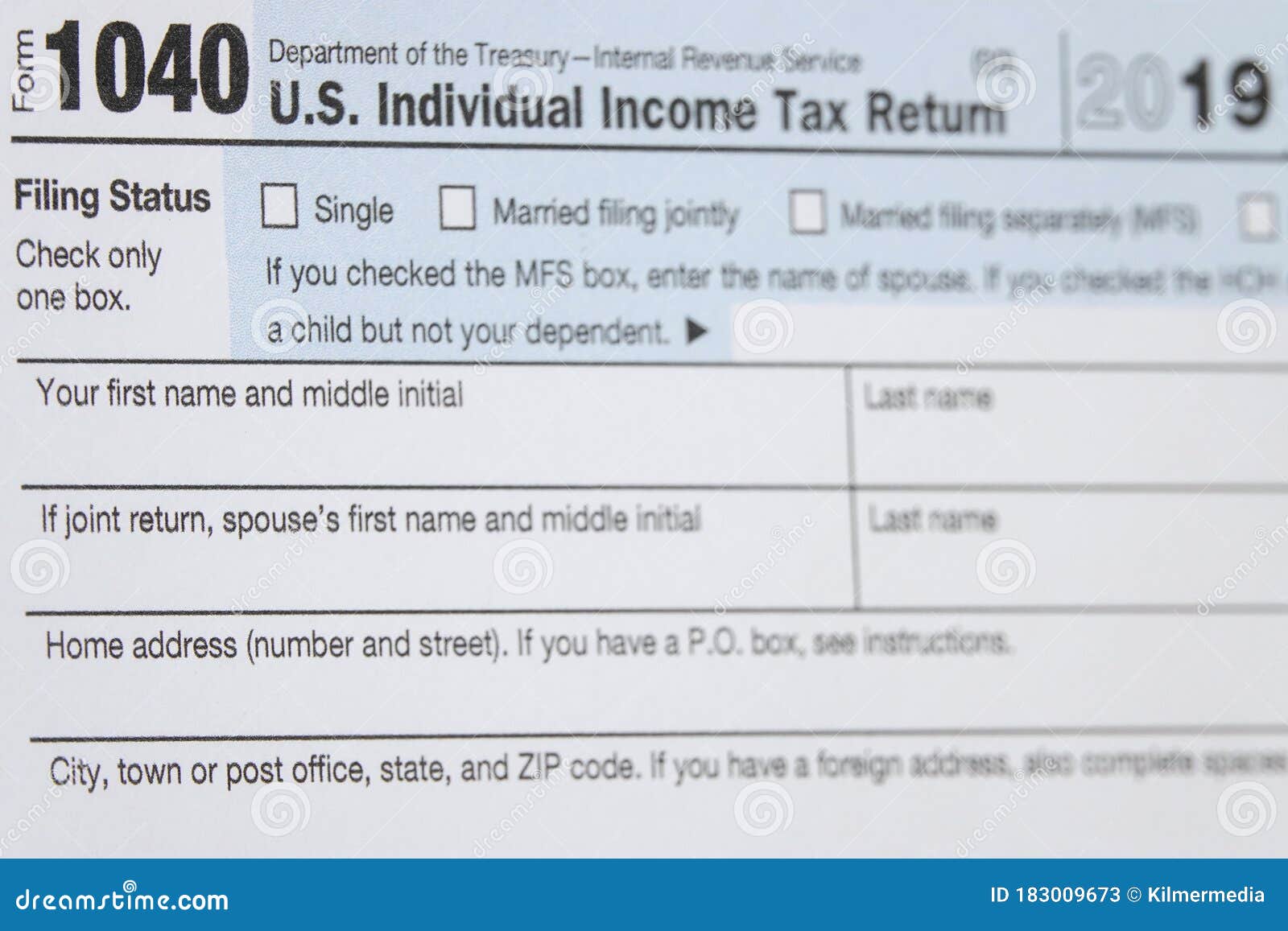 Usa Irs Income Tax Return Form 1040 In 2020 For 2019 Filing Macro Editorial Stock Photo Image Of Form Government 183009673