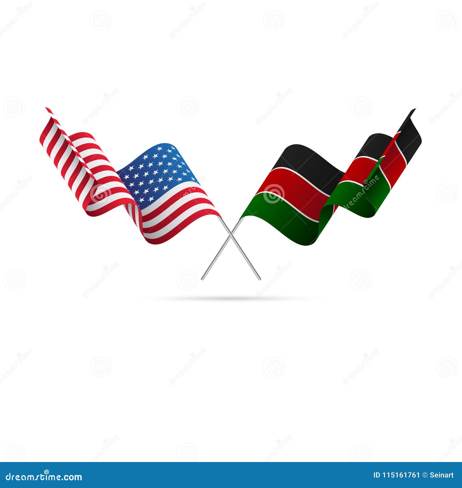 USA and Kenya Flags. Vector Illustration. Stock Illustration Illustration of flag, color