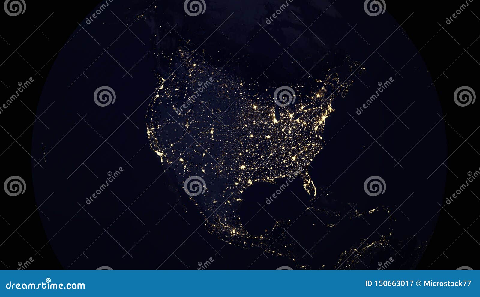 Download USA map city lights night stock illustration. Illustration ...