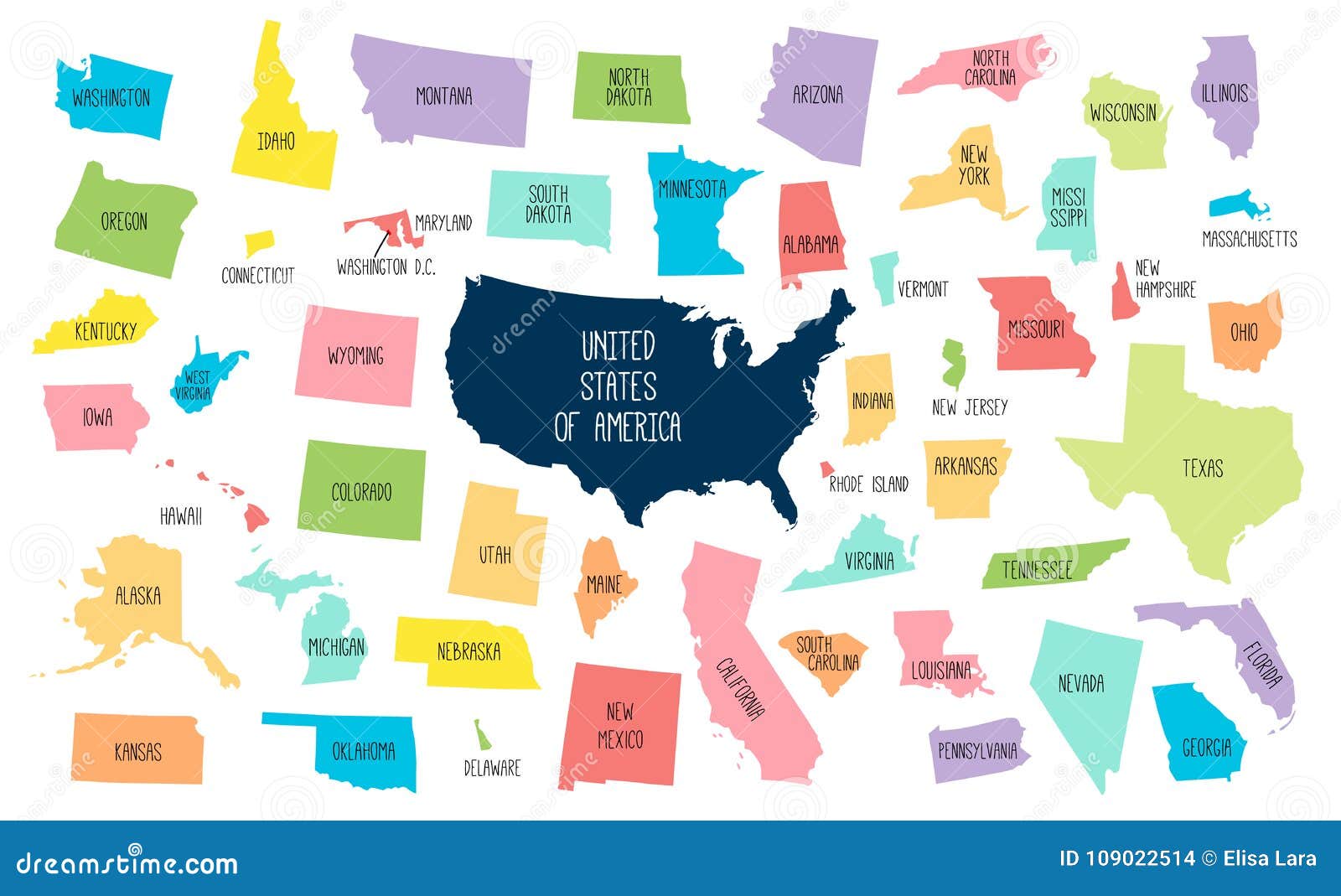 usa map with separated states