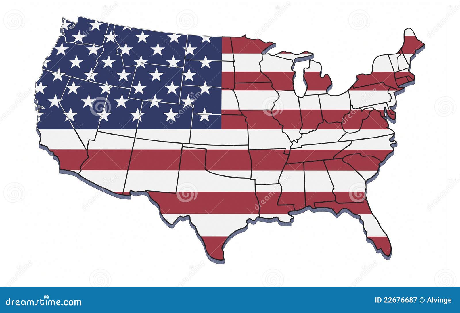 USA Map with State Borders. Stock Illustration - Illustration of shape