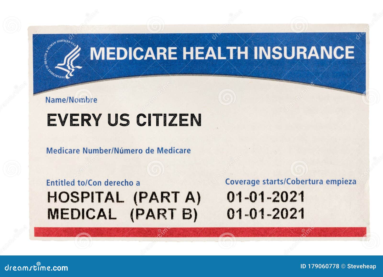 USA Medicare Health Insurance Card For US Citizens Isolated Against