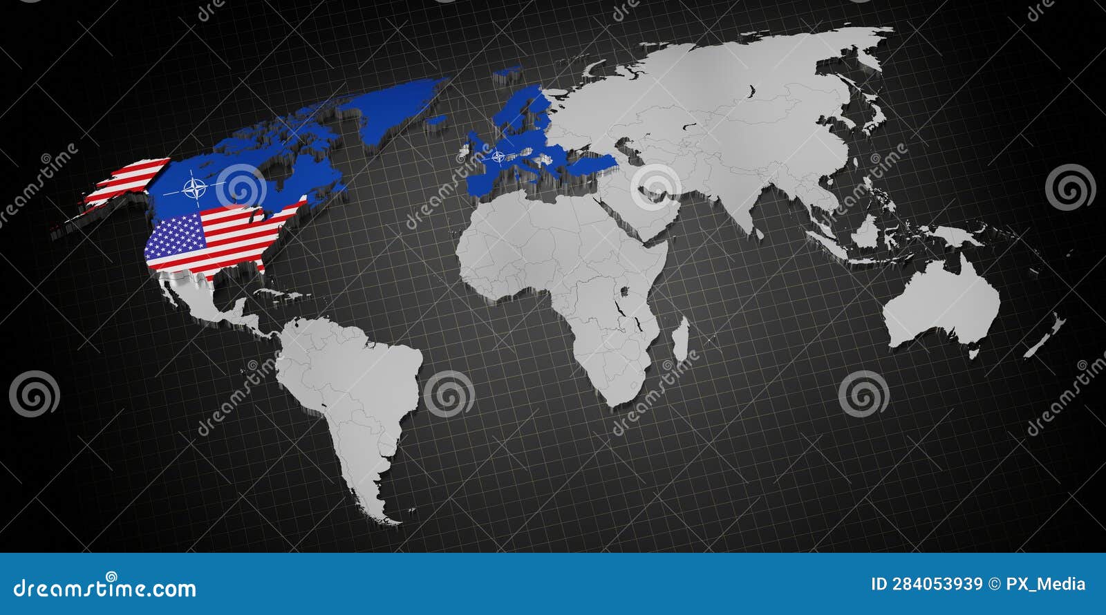 USA in NATO - Map and Flags Editorial Stock Image - Illustration of ...