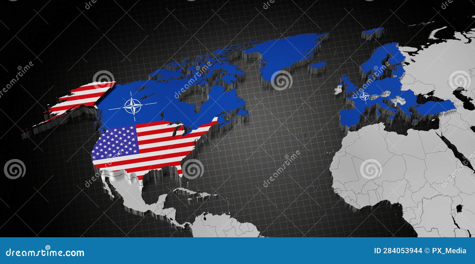 USA in NATO - Map and Flags Editorial Stock Image - Illustration of ...