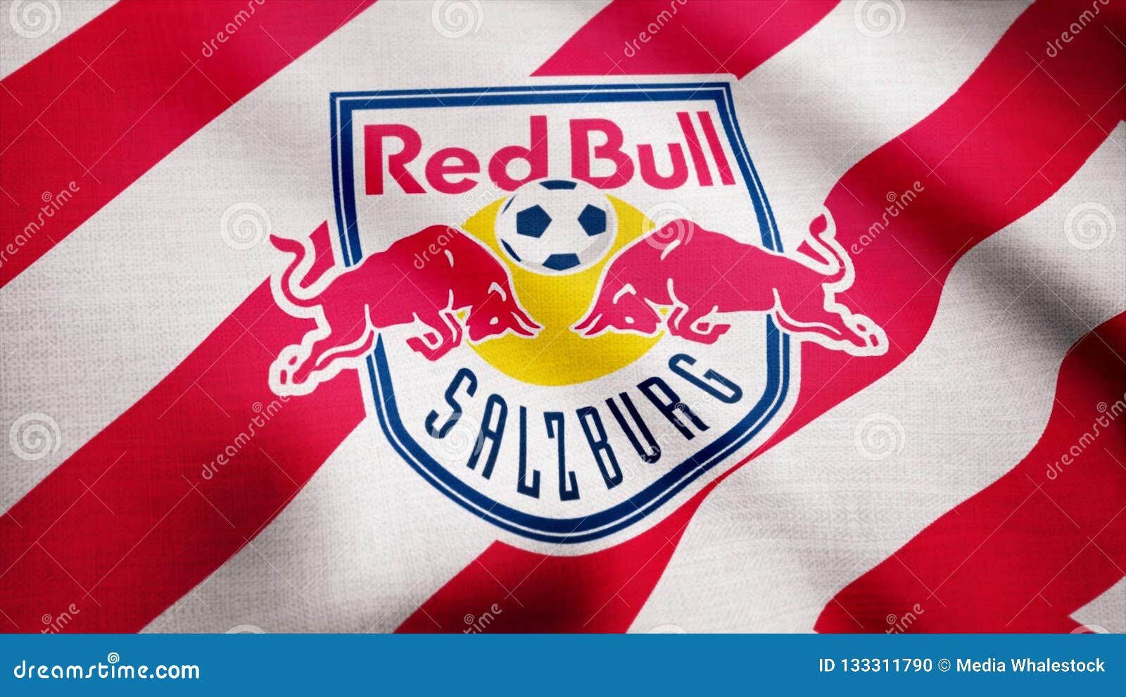 Usa New York 12 August 18 Waving Flag With Fc Red Bull Salzburg Football Club Logo Football Club Red Bull Editorial Image Image Of Sign Loopable