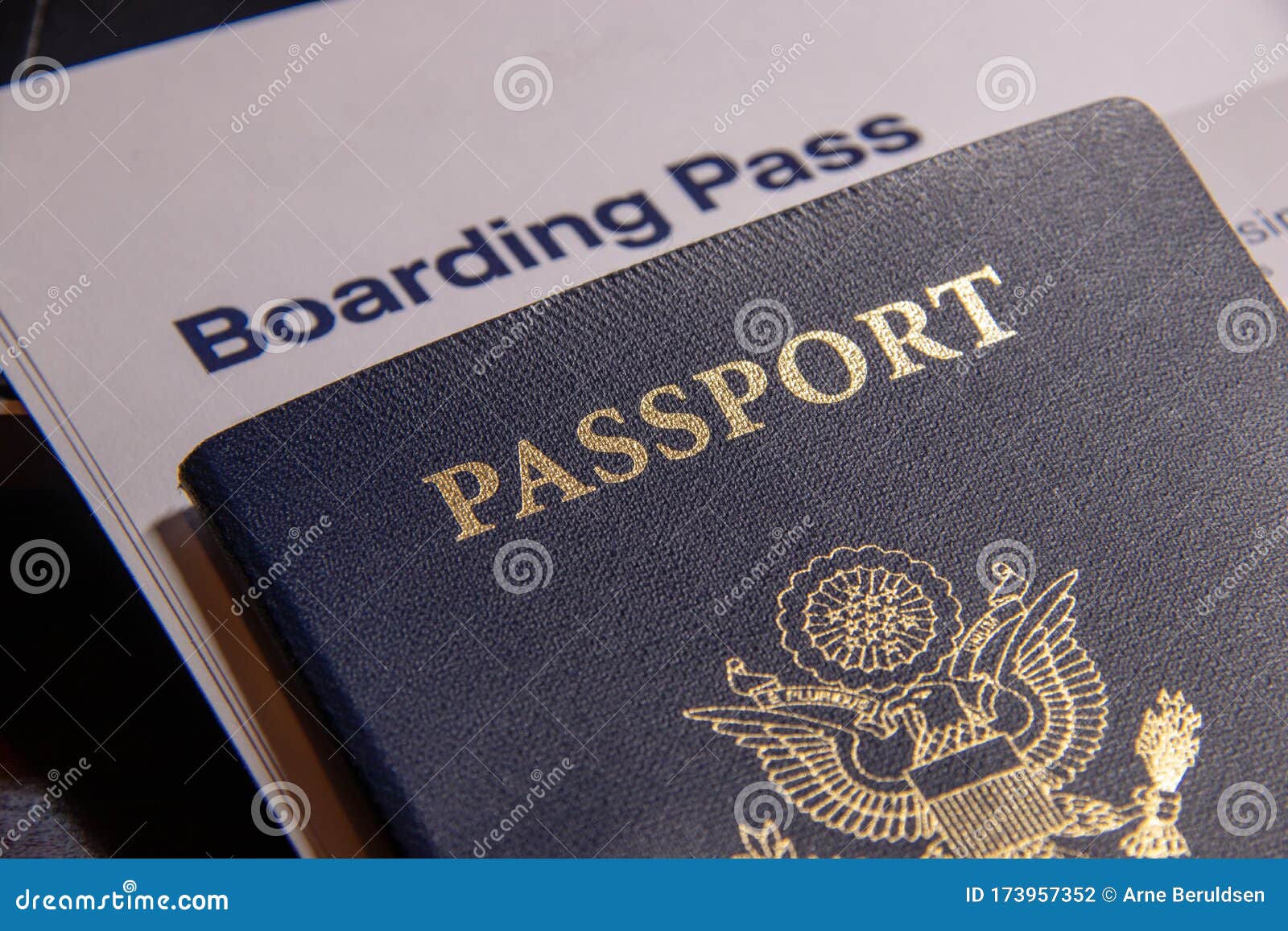 USA Passport and Airline Boarding Pass Stock Photo Image of documents
