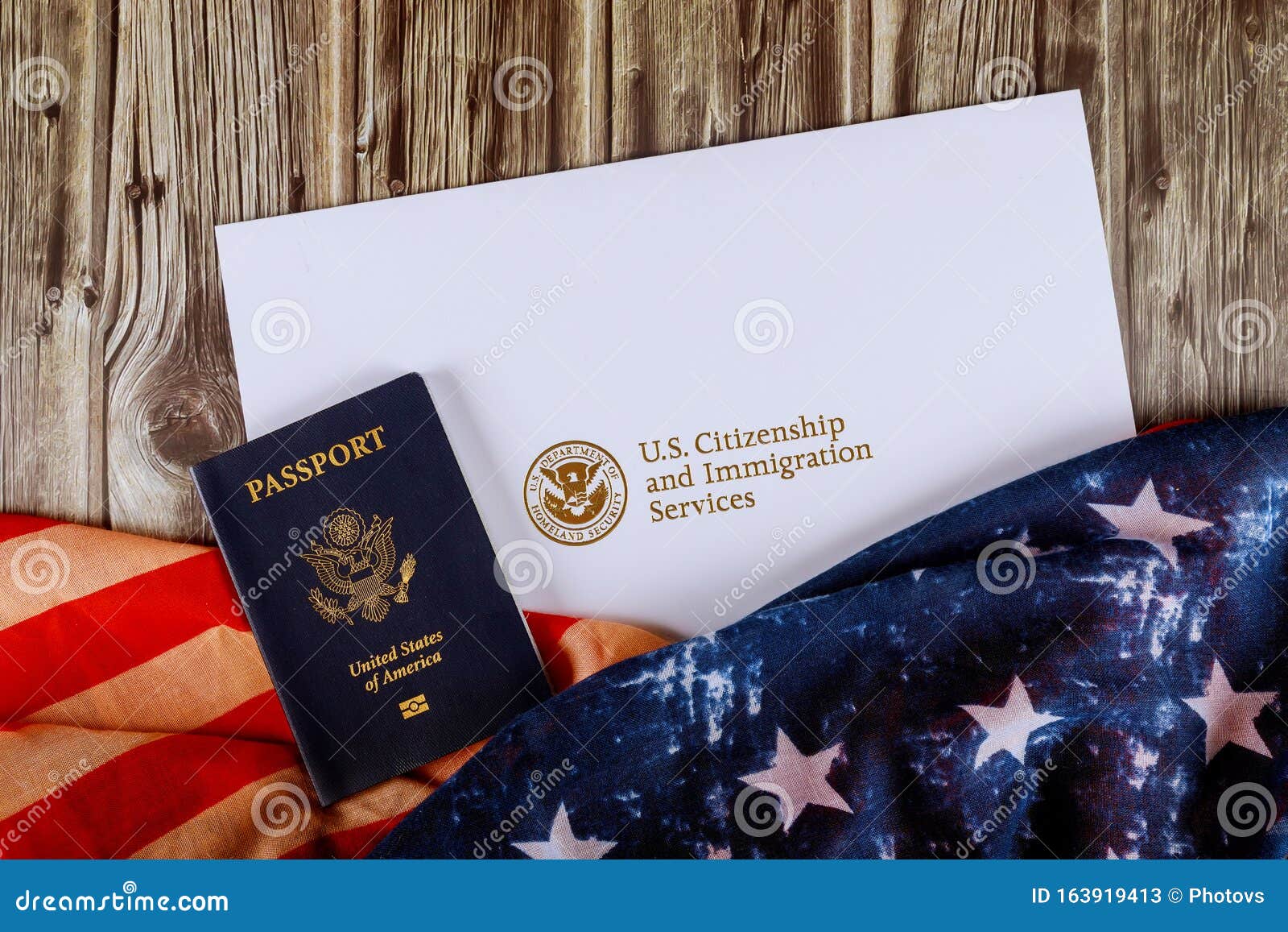 USA Passport and Naturalization Certificate of Citizenship US Flag Over  Wooden Background Stock Image - Image of legislation, american: 163919413
