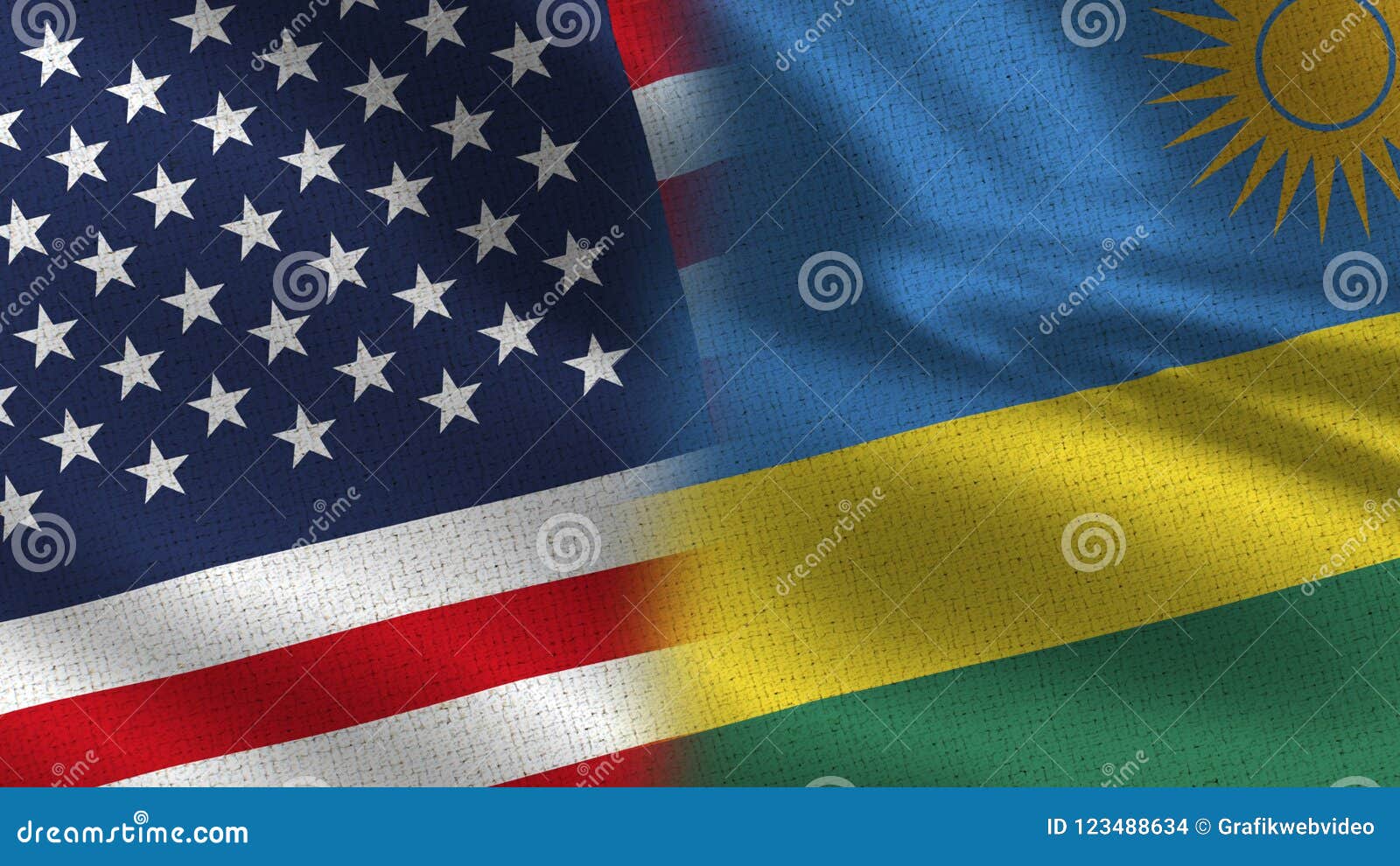 usa and rwanda realistic half flags together