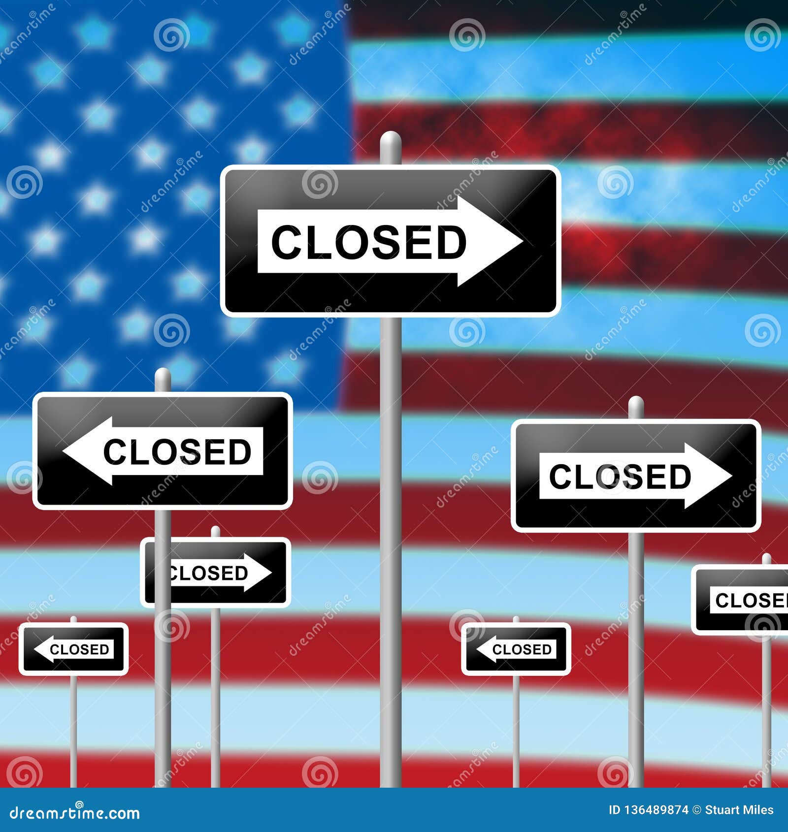 Usa Shutdown Closed Political Government Shut Down Means National