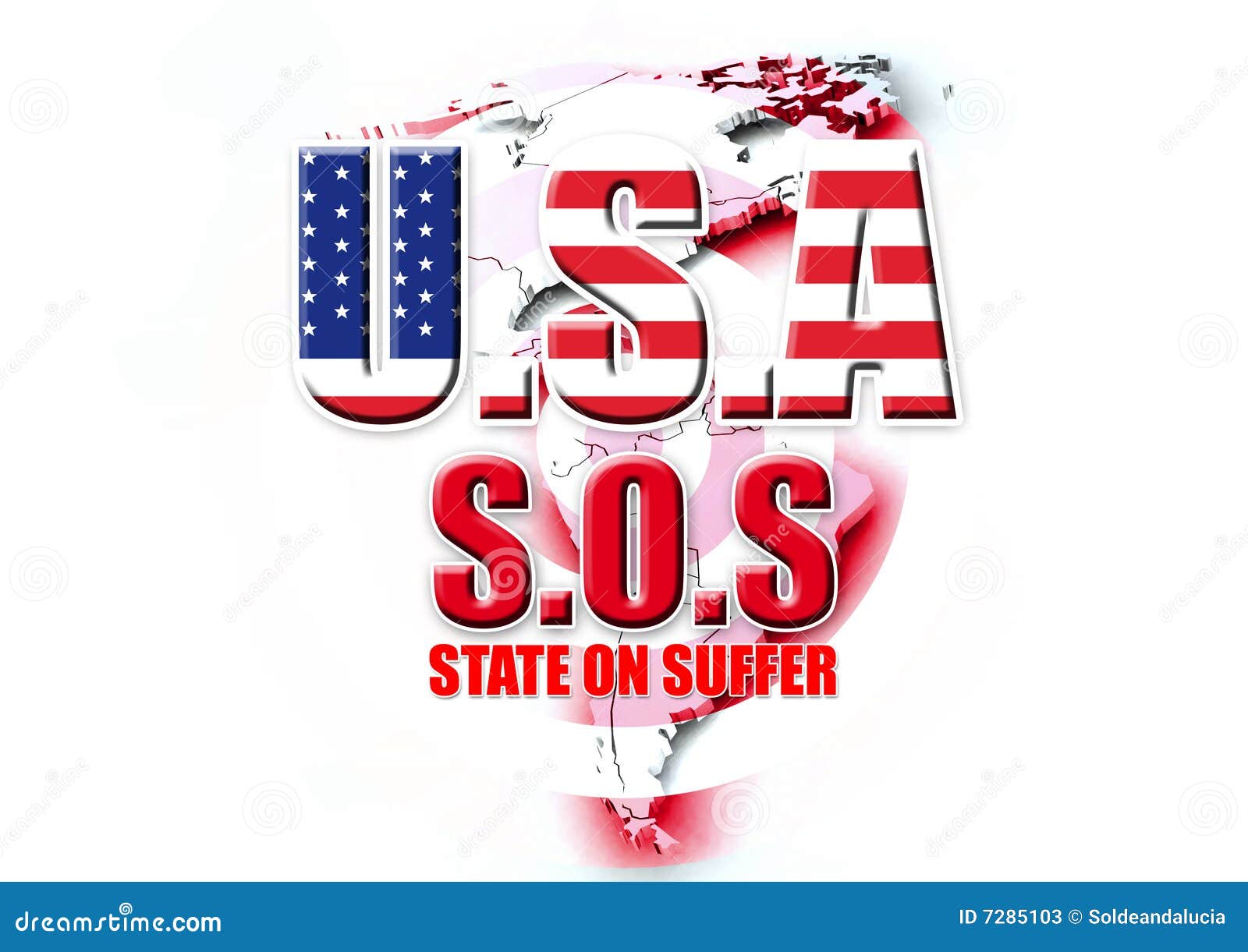 USA SOS. Illustration mit Symbolcharakter zur allgemeinen Finanzsituation in Amerika