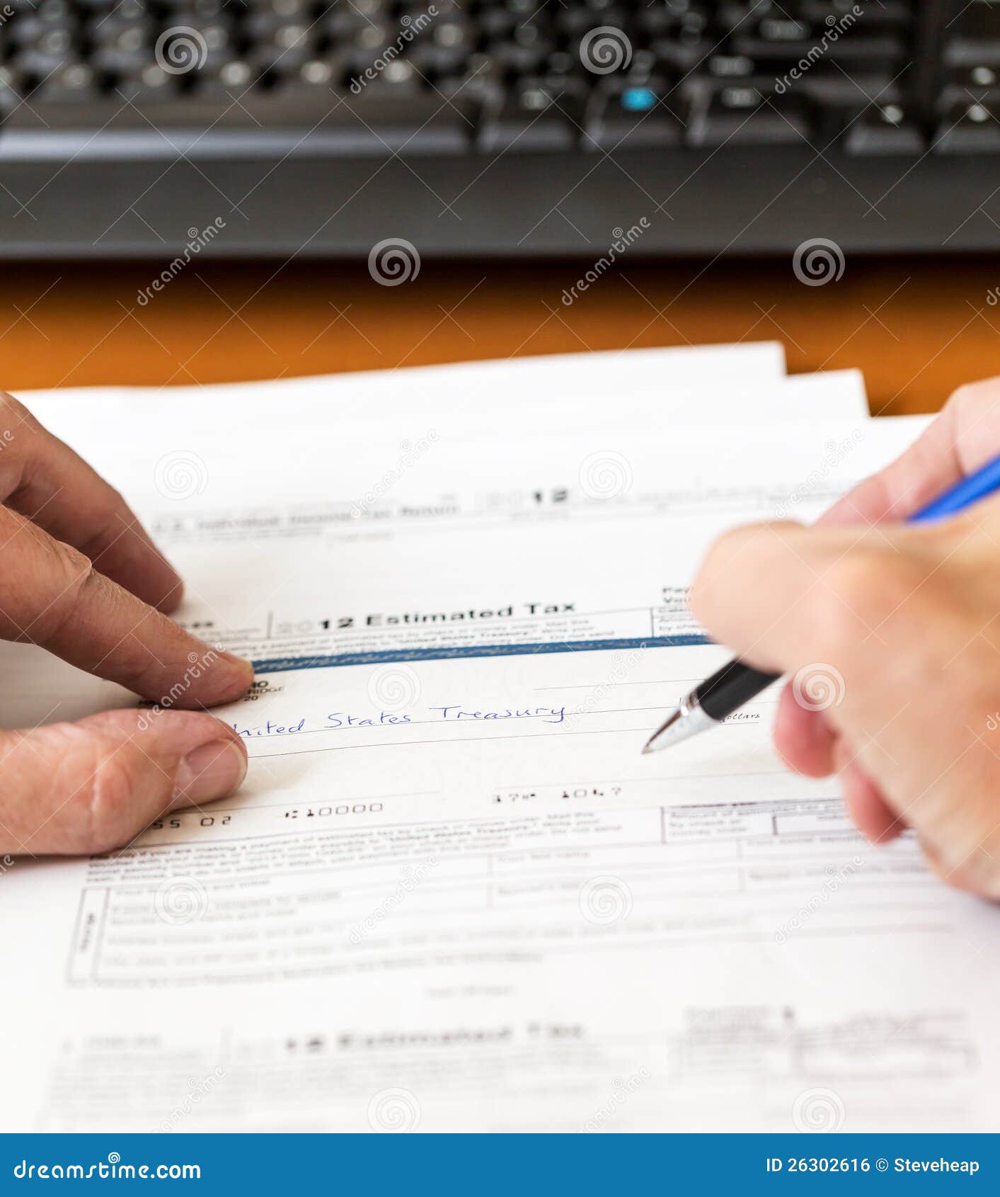 USA Tax Form 1040 for Year 2012 with Check Stock Photo - Image of ...