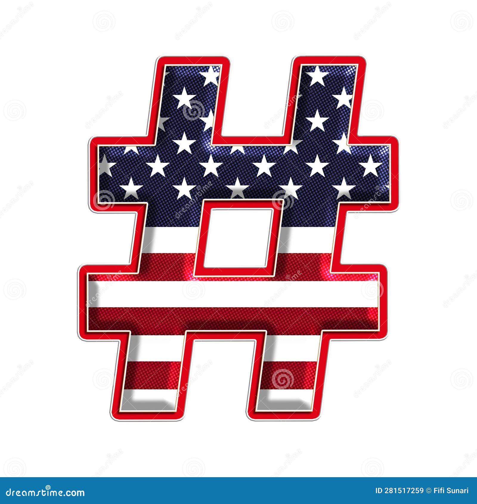 4th July US Flag Alphabet Symbol Hashtag Stock Image Illustration of type, letter 281517259