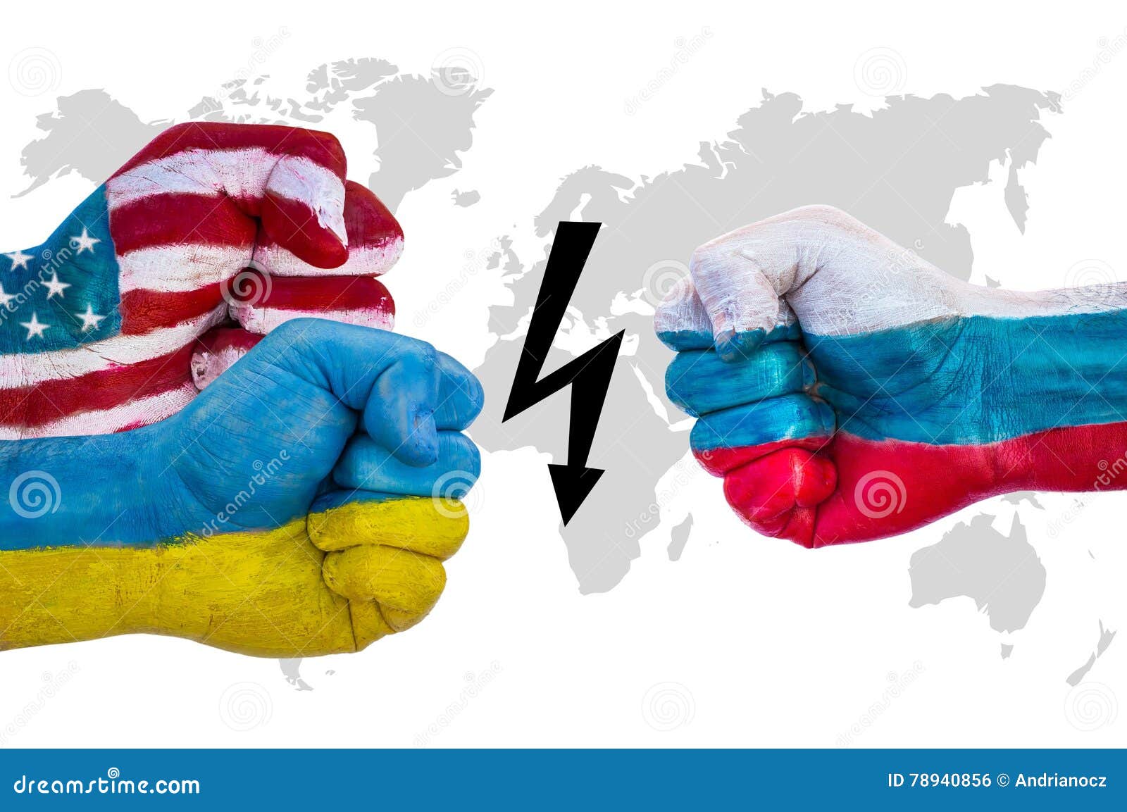 USA and Ukraine Versus Russia Stock Photo - Image of battle, power