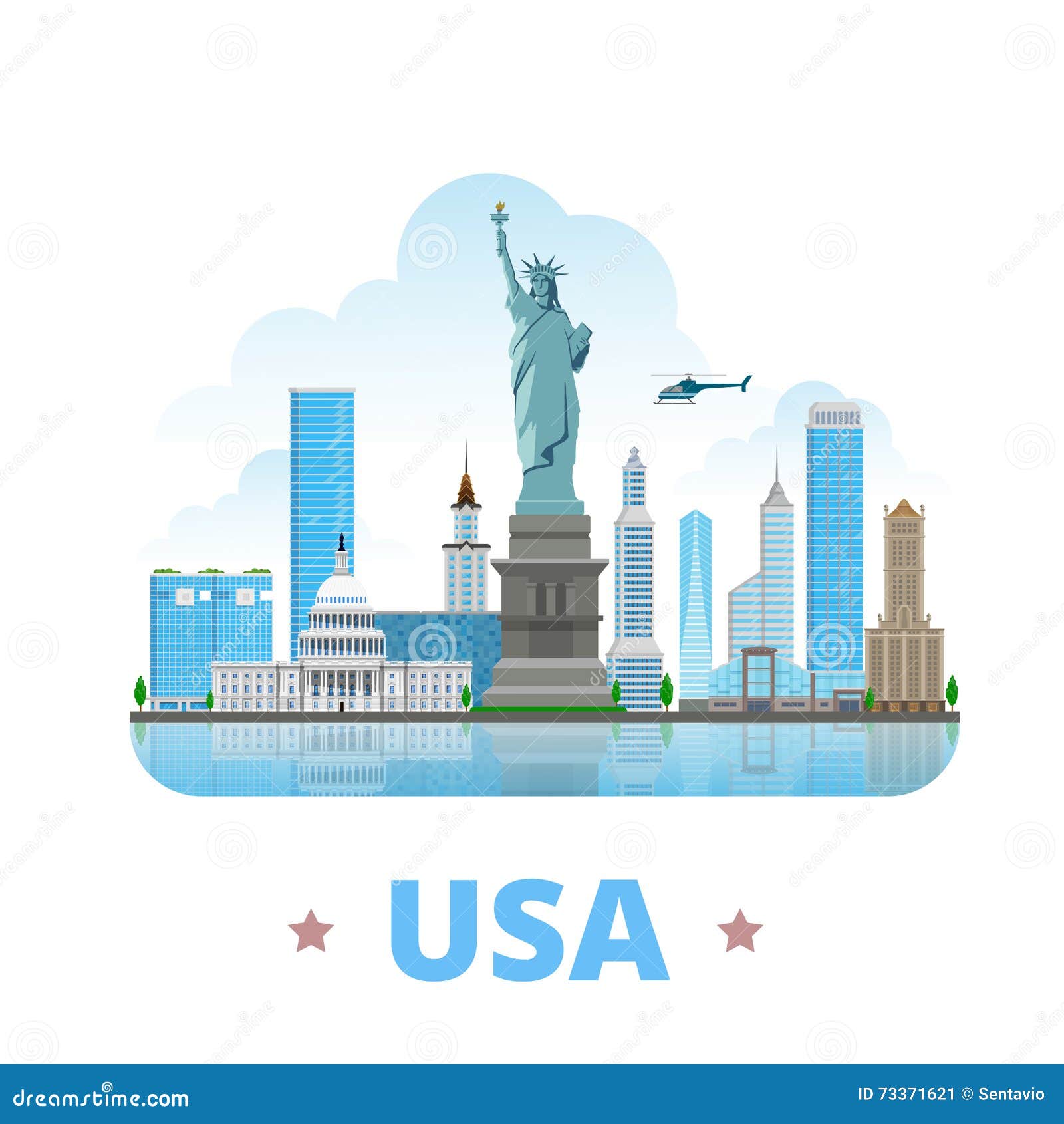 usa united states country  flat cartoon styl