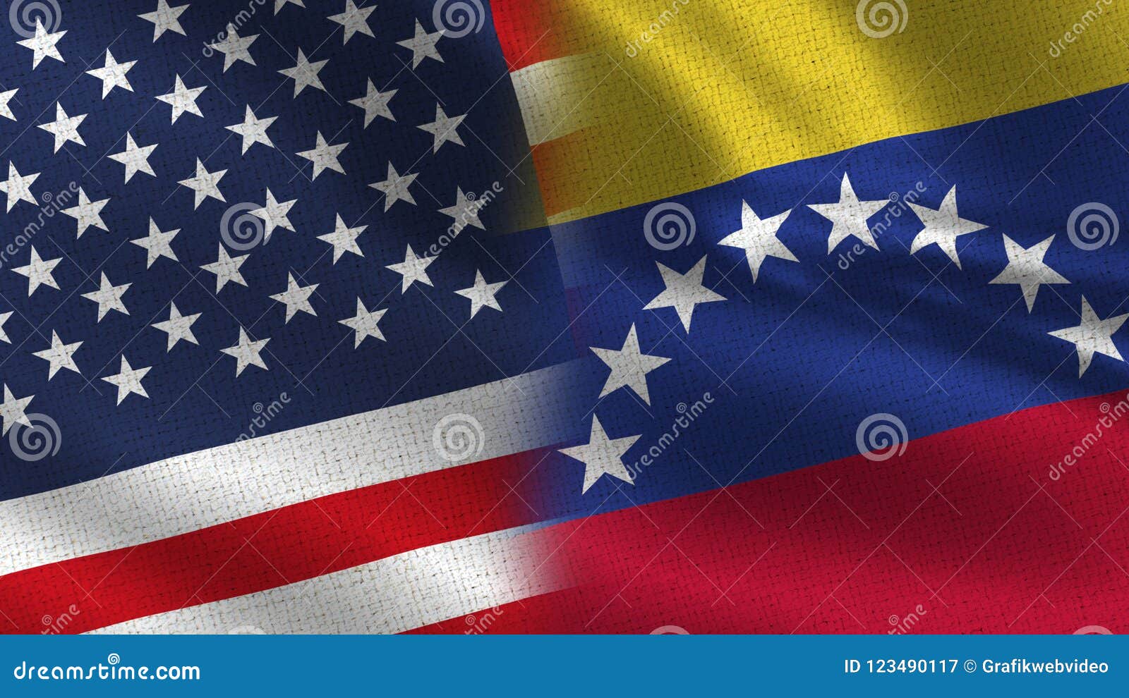 usa and venezuela realistic half flags together