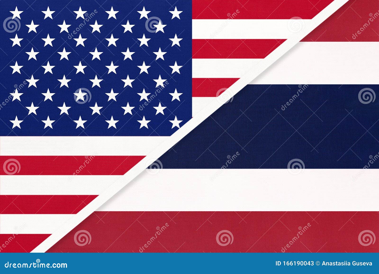 USA Vs Kingdom of Thailand National Flag from Textile. Relationship