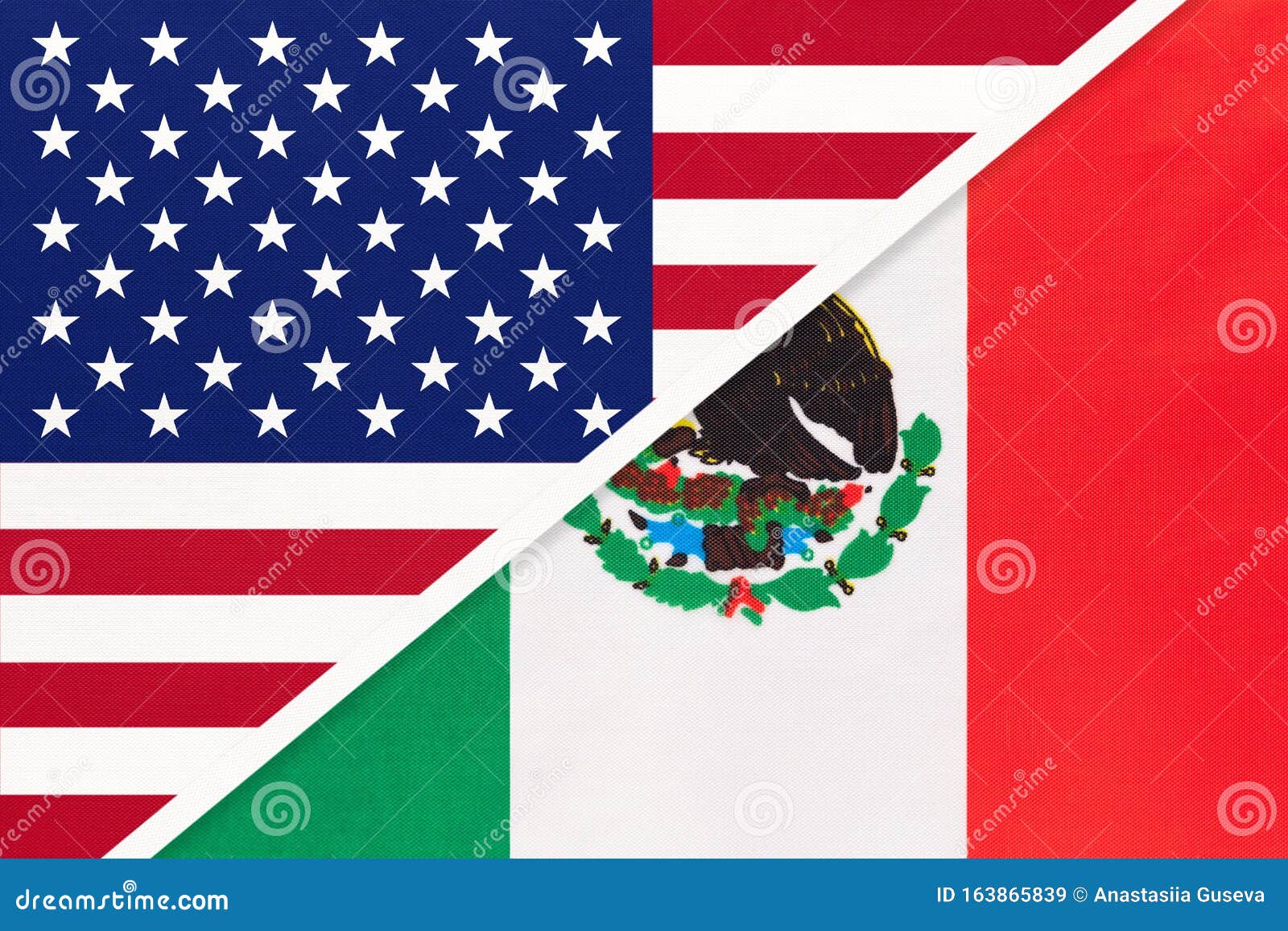 USA Vs Mexico National Flag. Relationship between Two Countries Stock