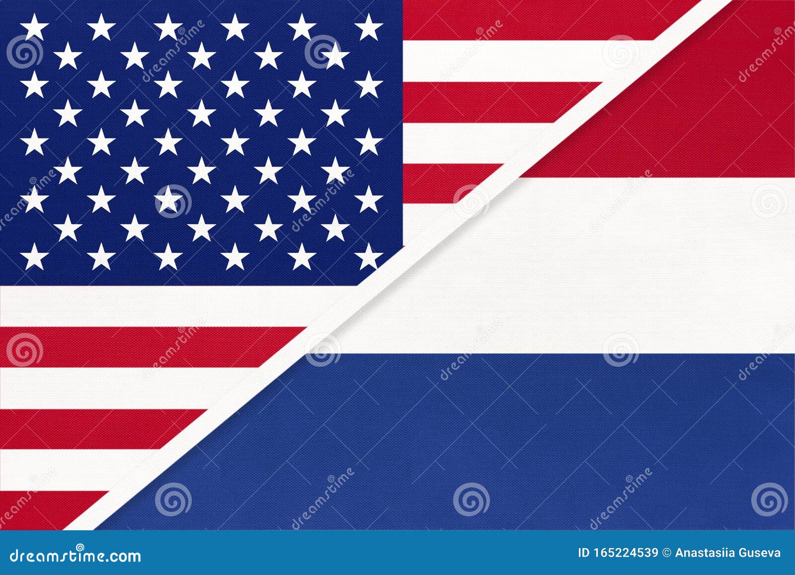 USA Vs Netherlands National Flag from Textile. Relationship between