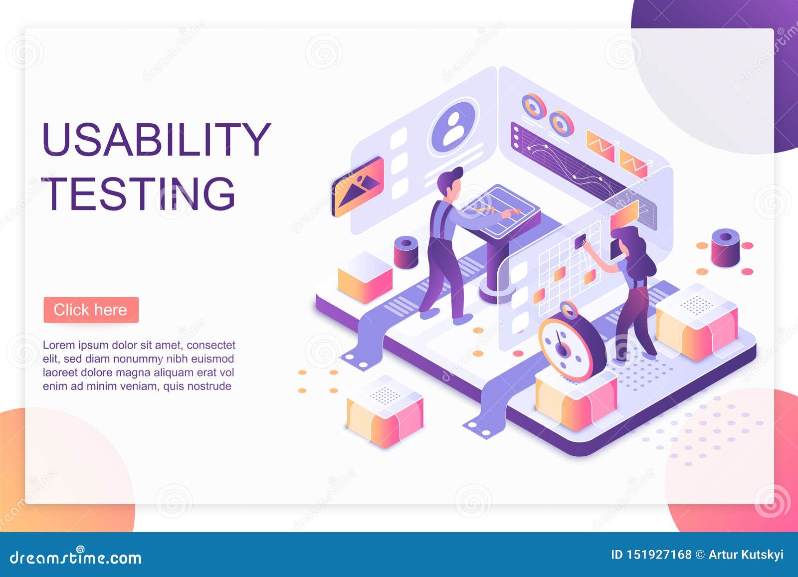 Usability Testing Isometric Landing Page Vector Template Stock Vector Illustration Of Concept Realistic 151927168