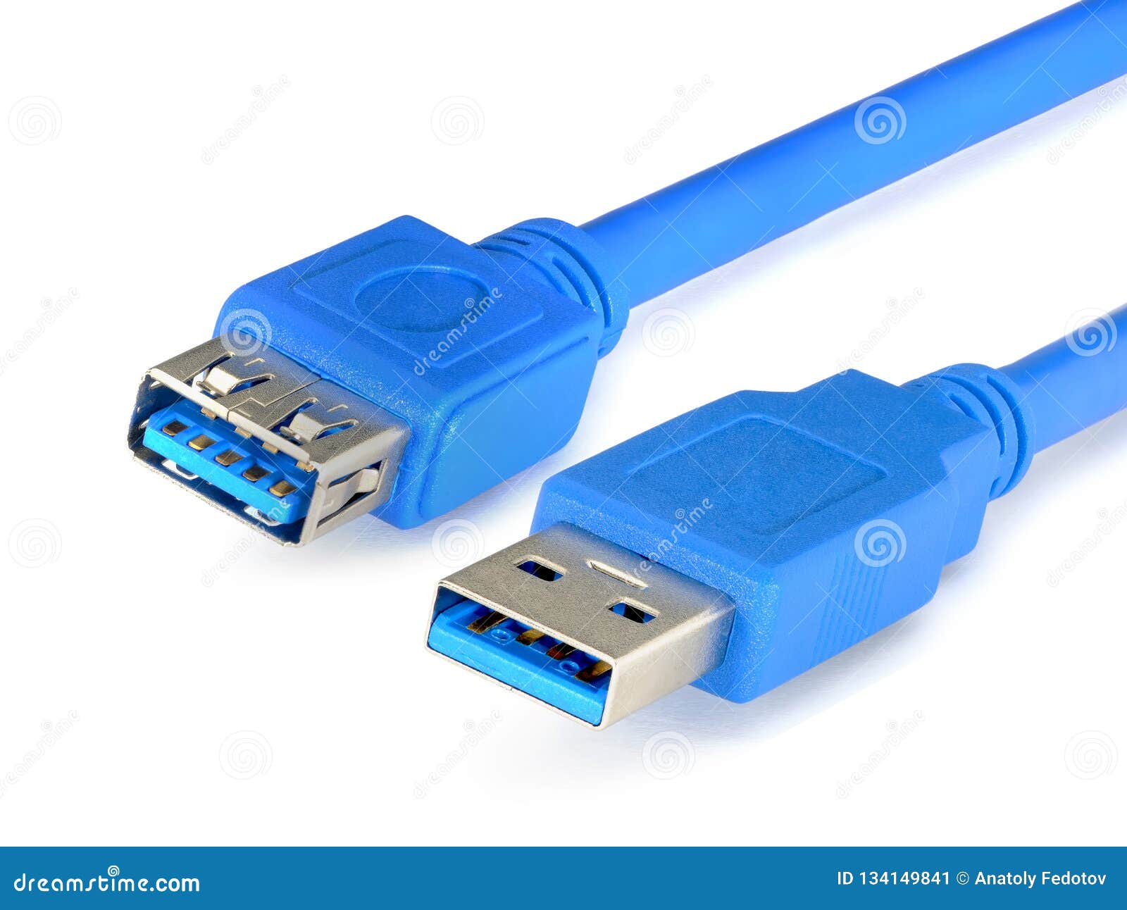 Usb 3.0 Blue Cable is Isolated on White Background Stock Image Image
