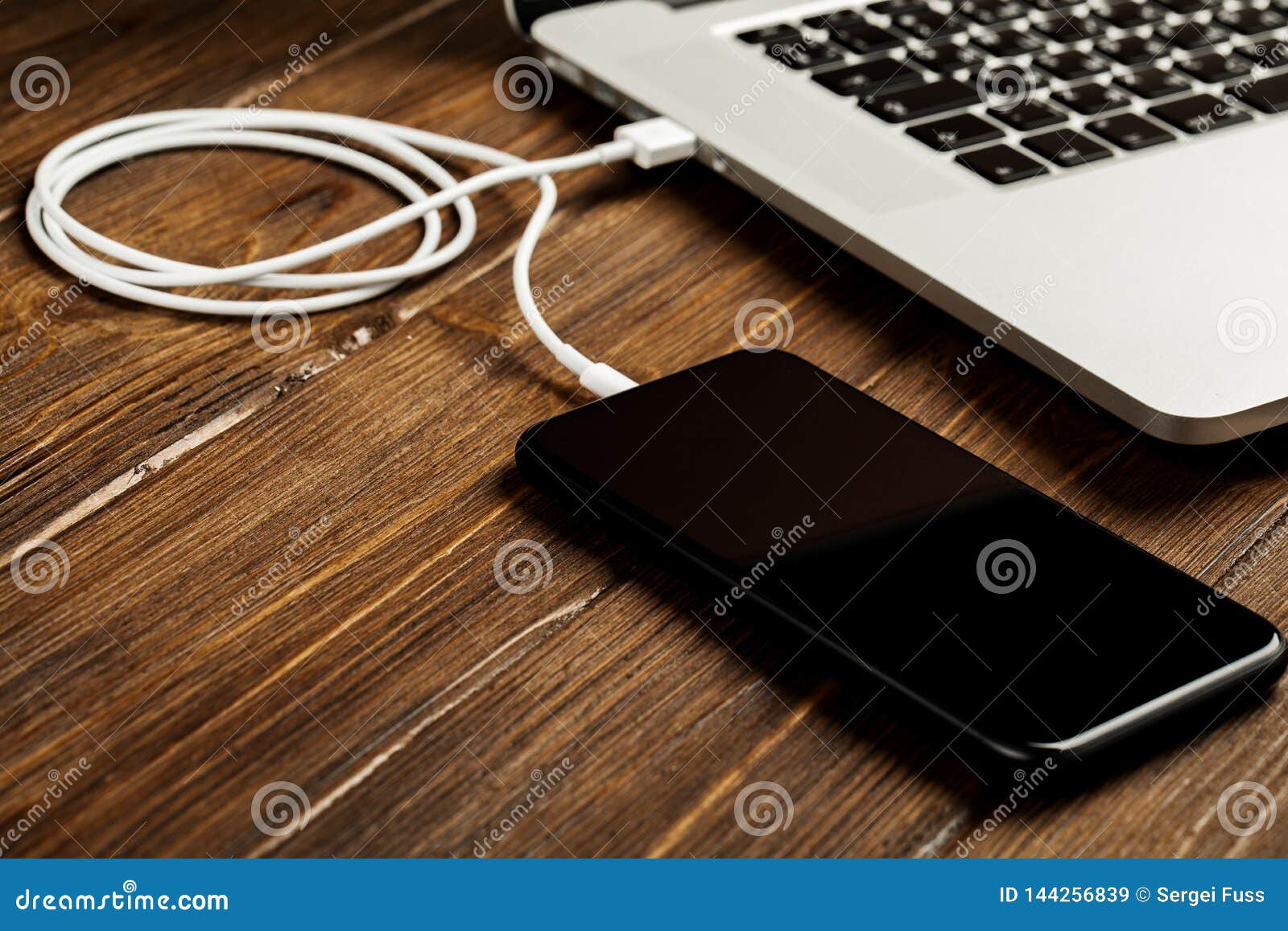 A USB Cable Connects Your Phone and Laptop Stock Image Image of