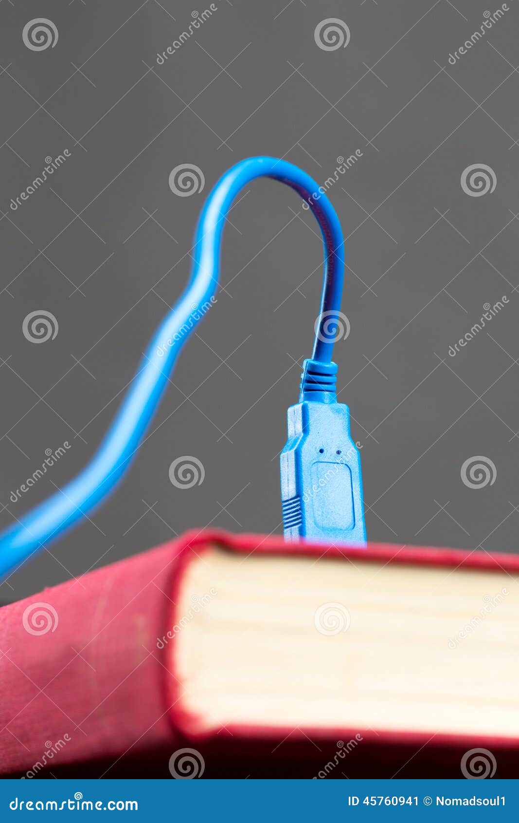 Usb Cable Plugged into a Book Stock Image Image of ebook, cable 45760941