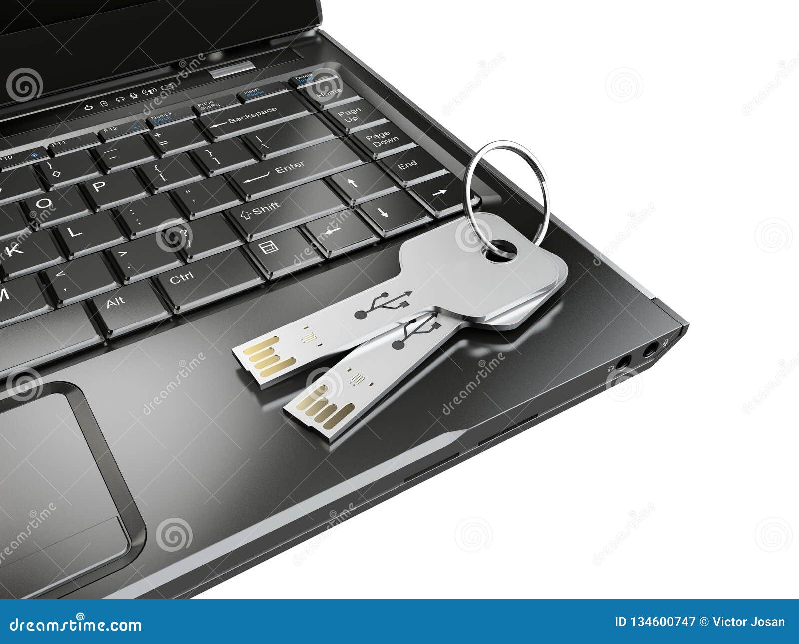 Download Usb Card Mockup In The Form Of A Key On The Notebook, 3d Illustration Stock Image - Image of ...