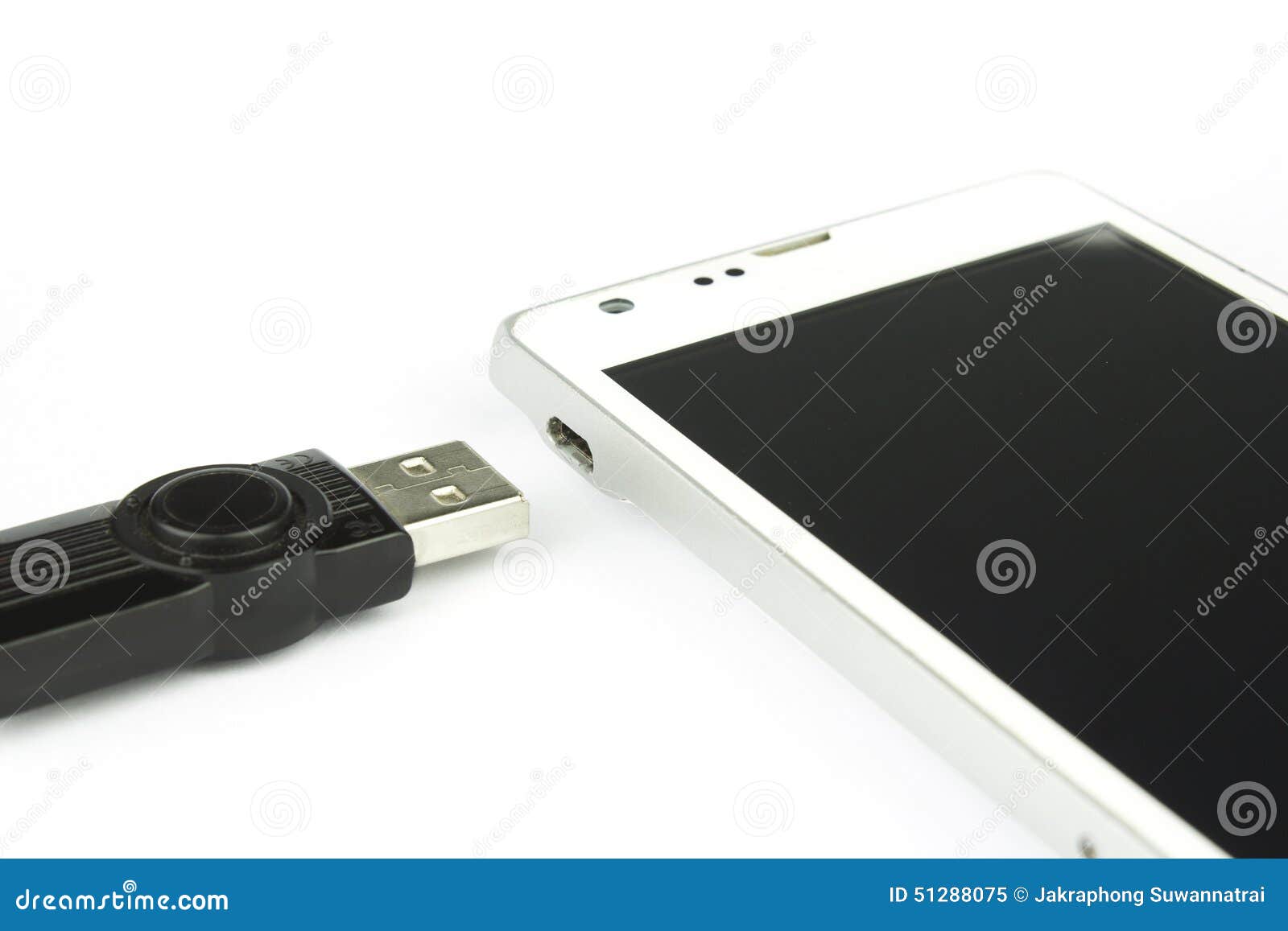 Usb Flash Drive Can Use Smartphone Stock Image - Image of white, supply