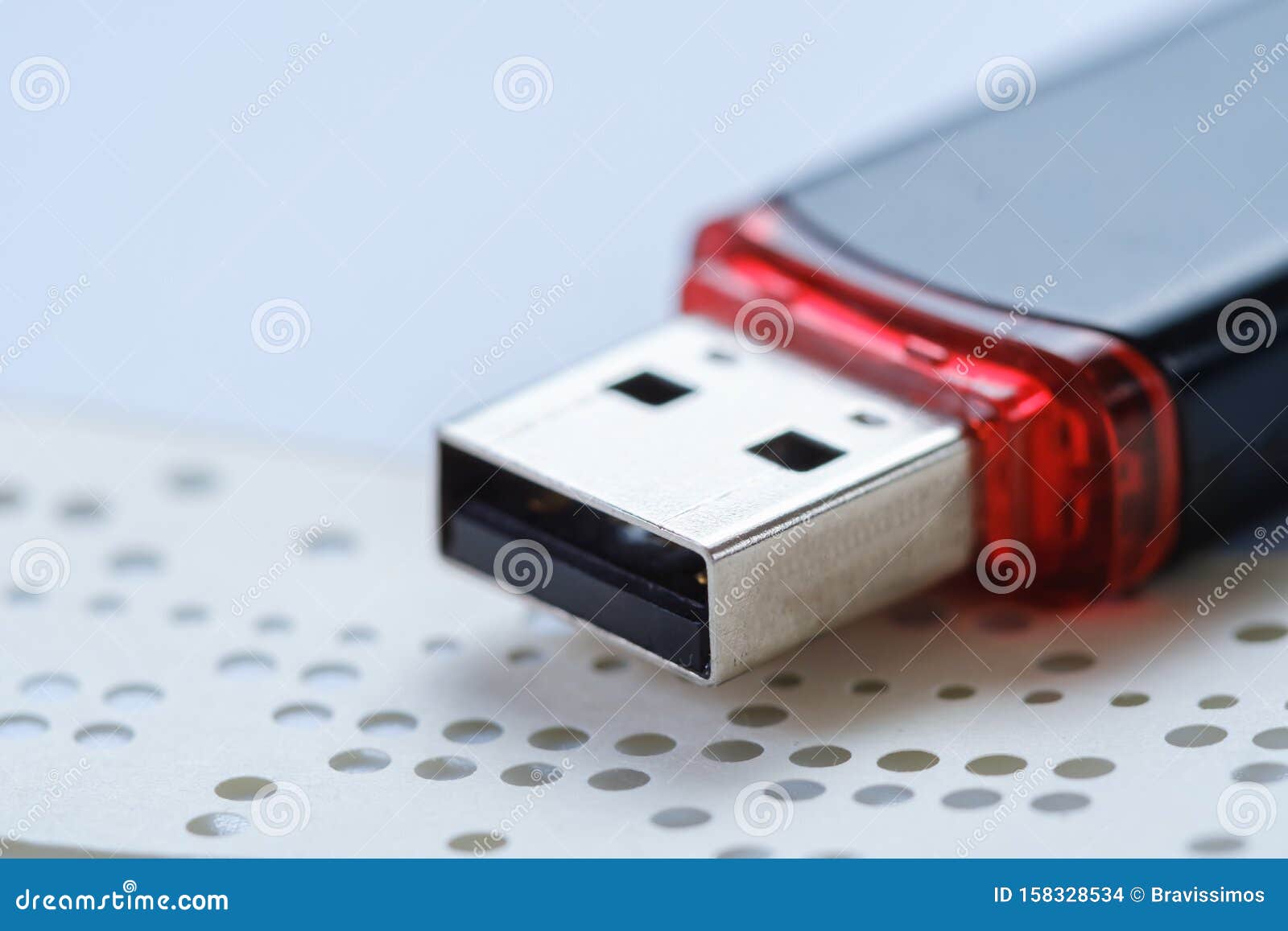 Usb Flash Drive and Obsolete Punched Tape, Software Stock Photo Image
