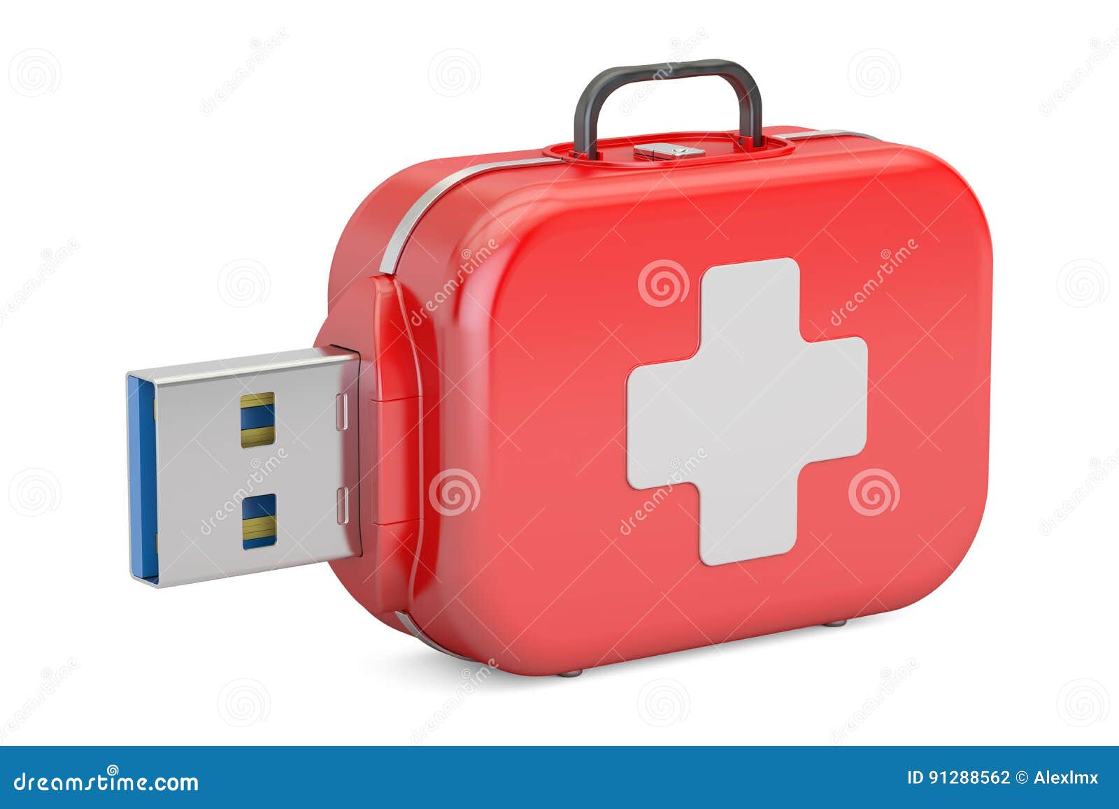 USB Flash Drive Service, Recovery and First Aid Concept. 3D Stock
