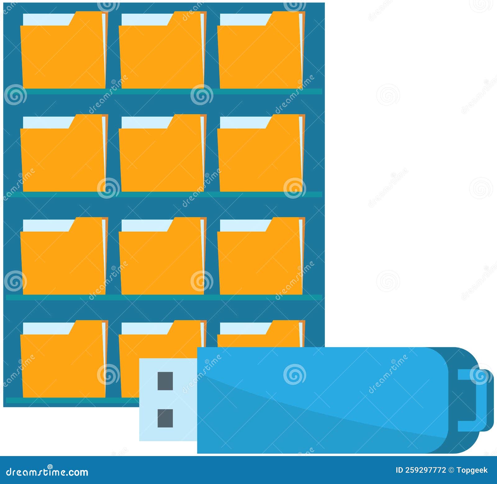 Usb Flash Drive Storage Device and File Folder Cells, Uses Flash Memory and Connected To