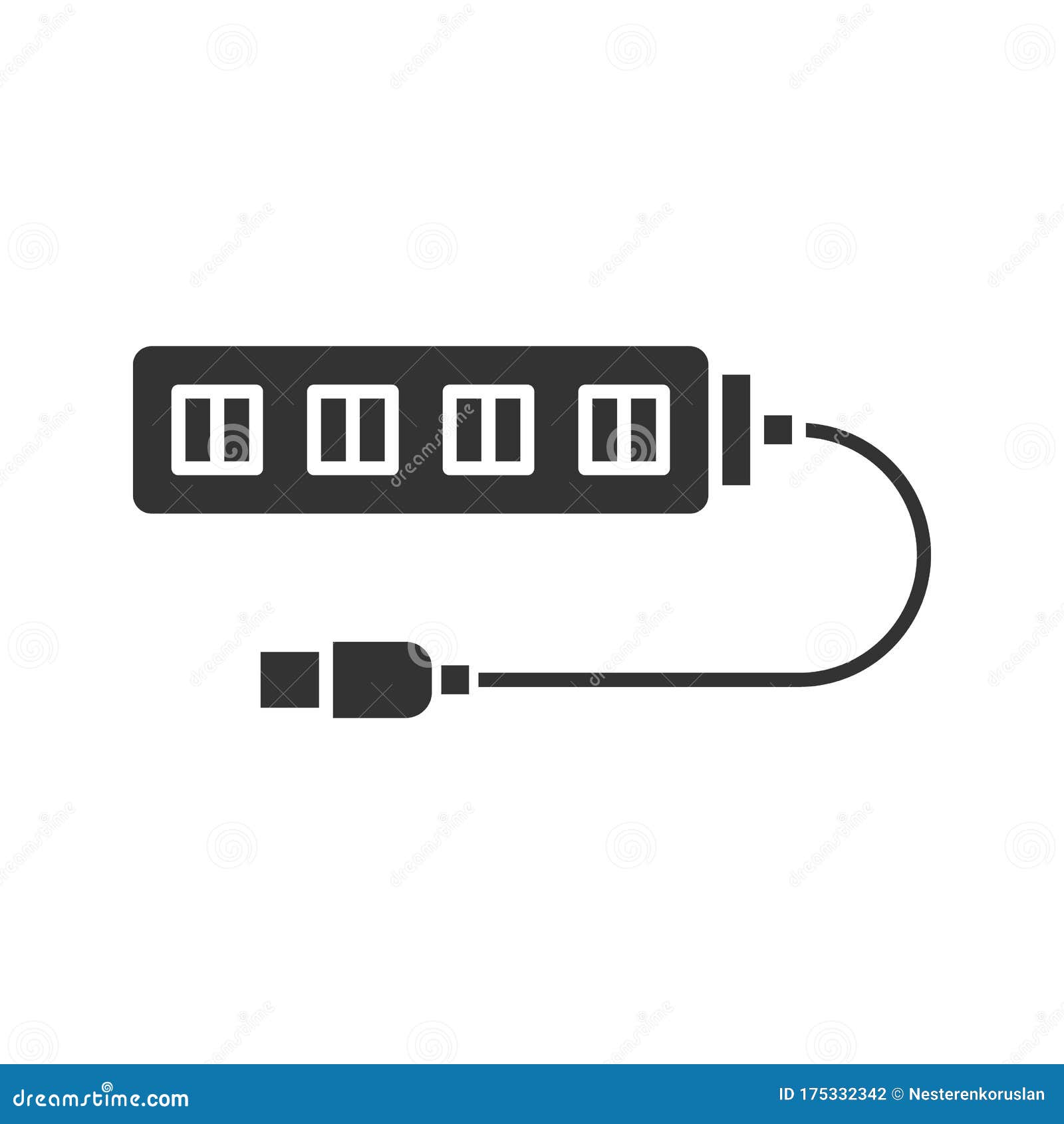 Usb Hub Glyph Icon Stock Vector Illustration Of Logo