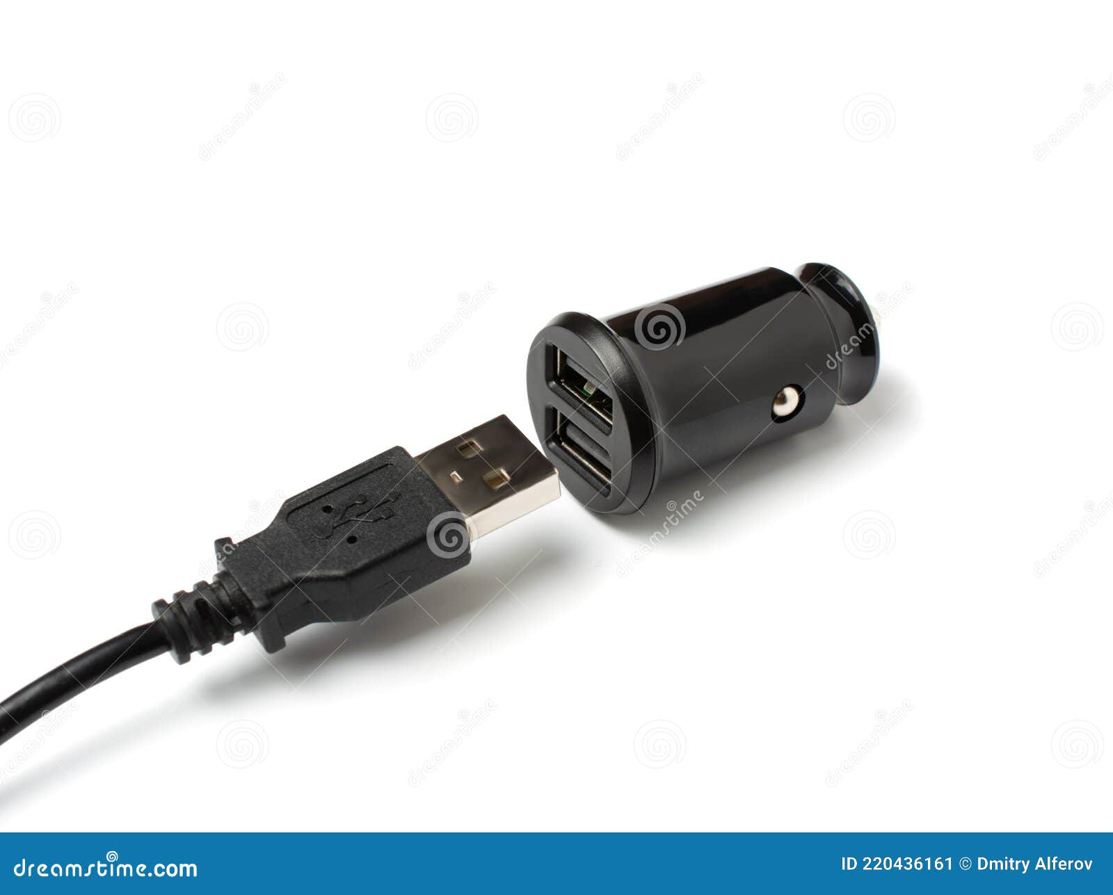 USB-Kabel Und Schwarzes Auto Ladegerät Mit Zwei USB-Ports