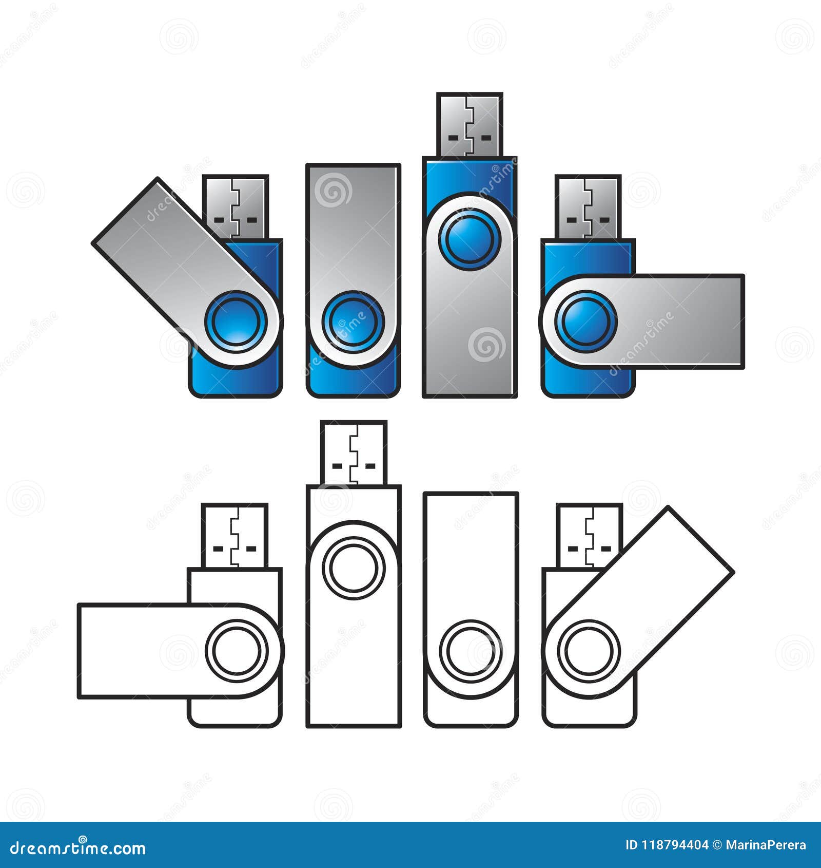 Usb Flash Drive Outline Stroke Stock Illustration - Download Image Now -  2015, Backgrounds, Business - iStock