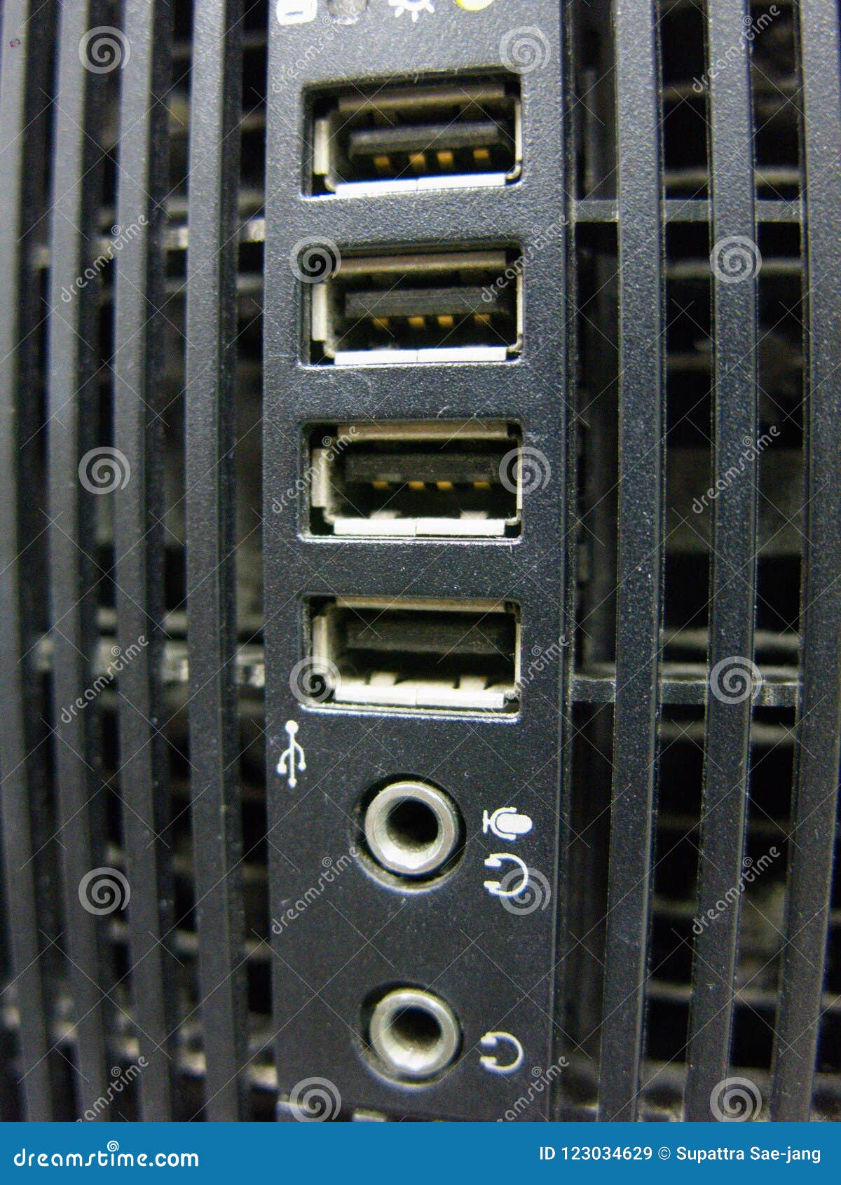 USB port on computer case stock image. Image of electronic 123034629